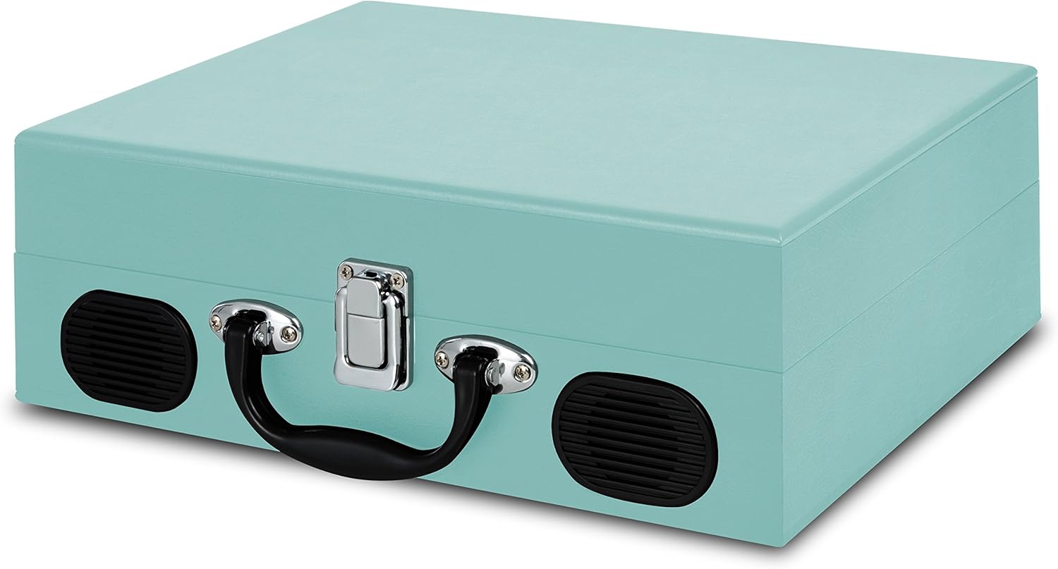 ION Audio ポータブルレコードプレーヤー スーツケース型 スピーカー内蔵持ち運び 電池でも稼働 Vinyl Transport 水色