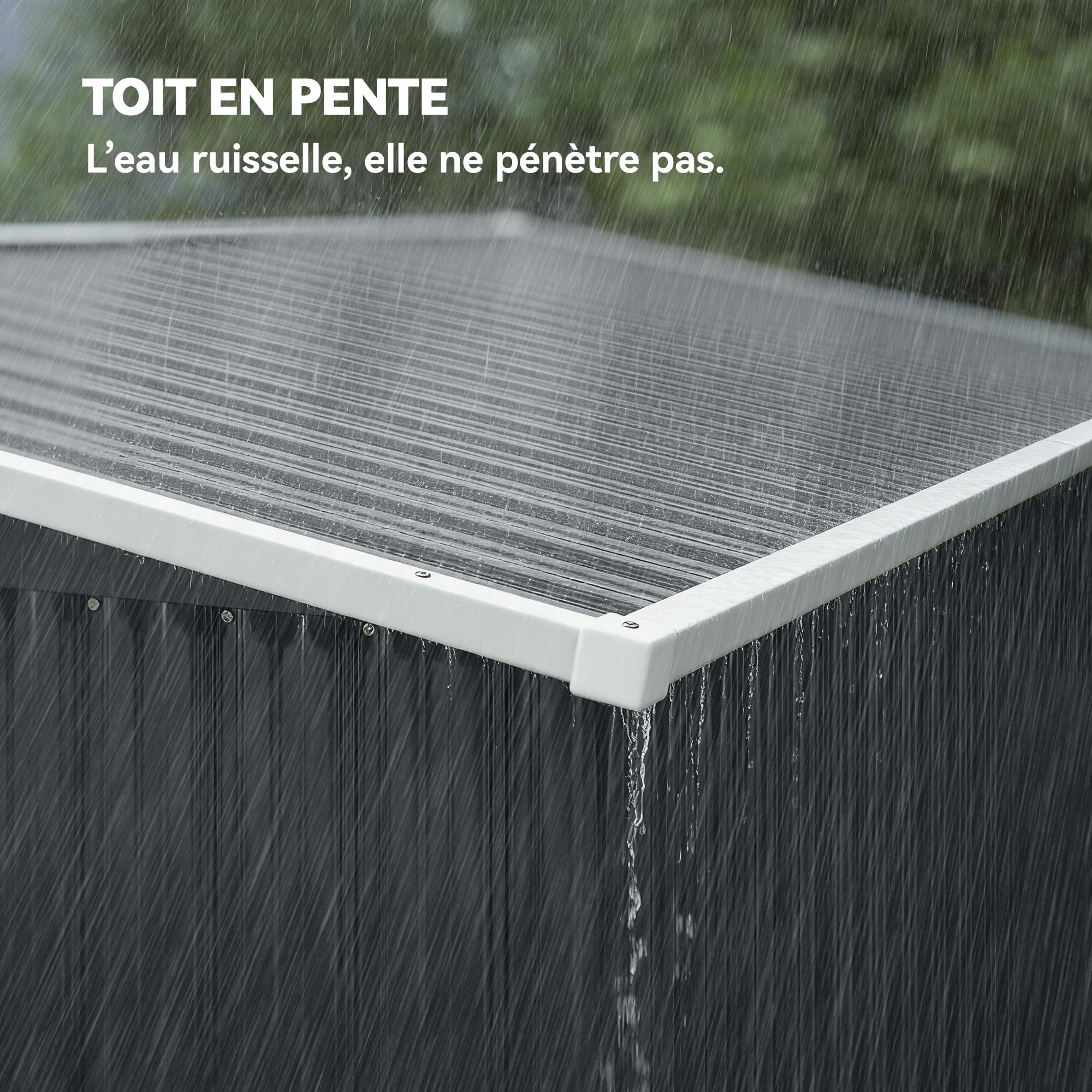 Outsunny Abri de Jardin métal 234 x 132 x 185 cm Triple Porte verrouillable Toit incliné Acier galvanisé Gris foncé