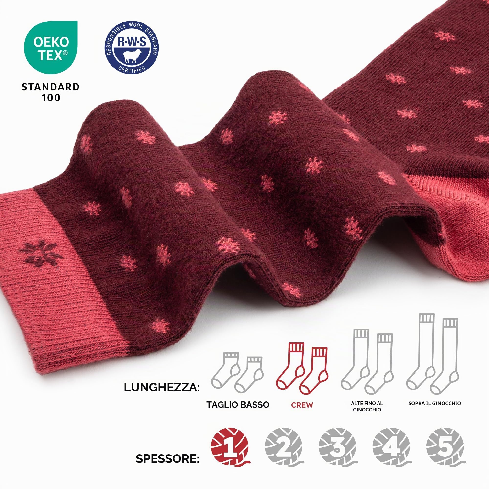 NORDIC Socks Calze Dress Standard Lana Merino 5 paia | Vestibilità Perfetta, Anti-Vesciche, Lana Merino Sottile