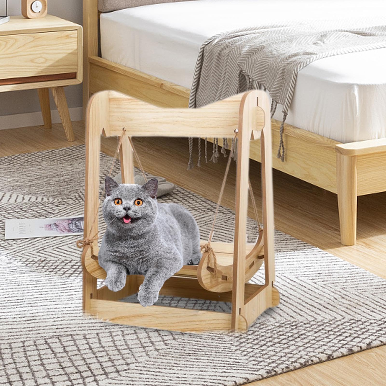 Amaca per gatti in legno, altalena per gatti e cani di piccola taglia