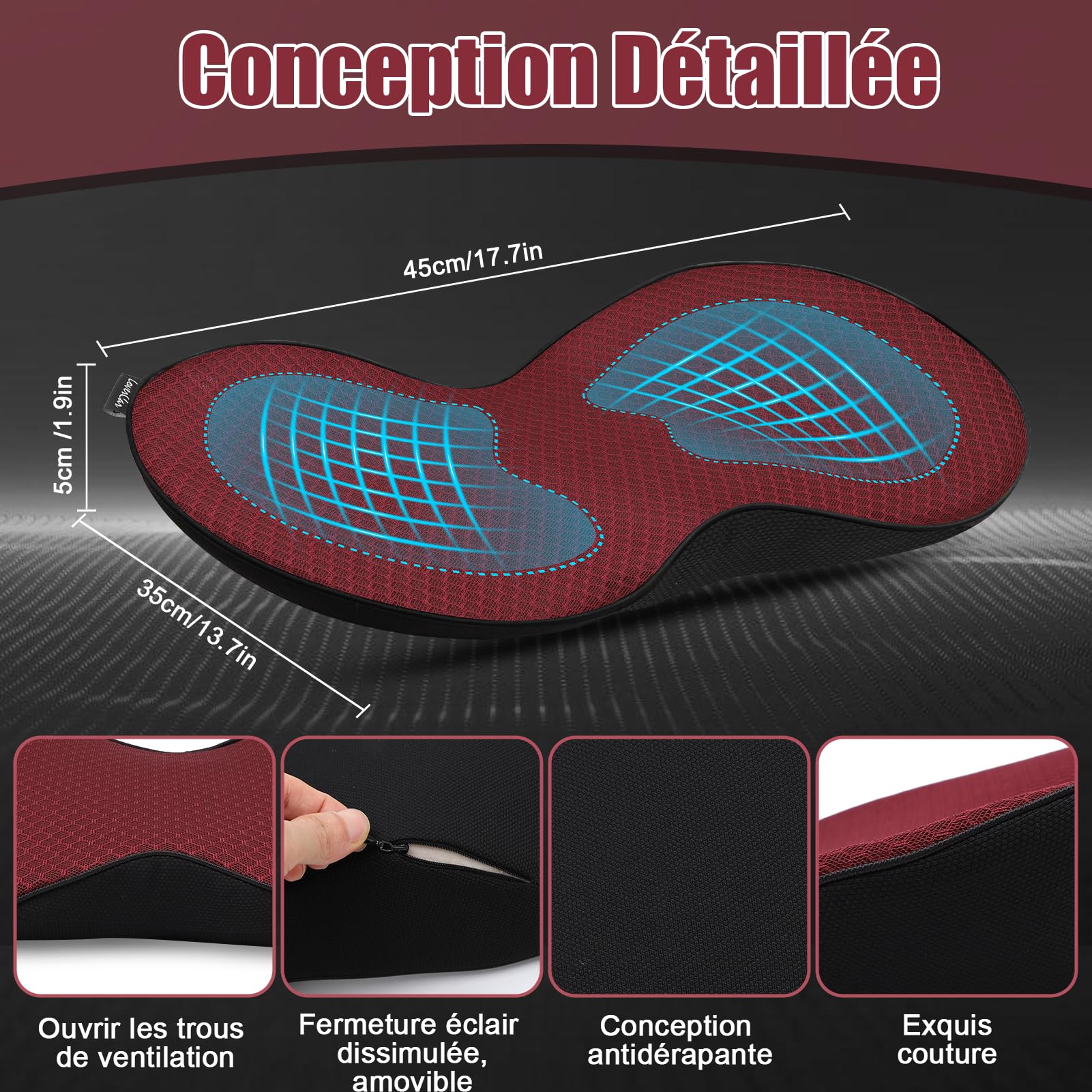 Coussin lombaire ergonomique en mousse à mémoire, soutien du dos