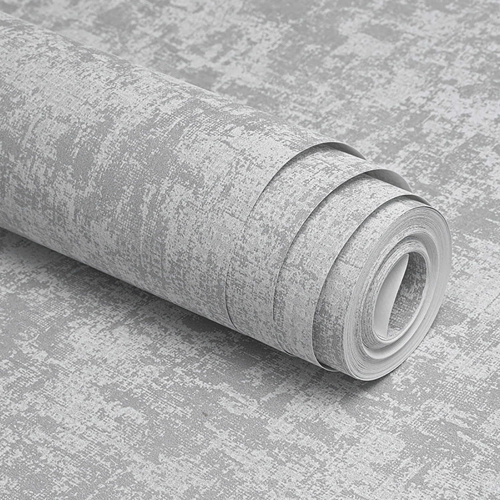 Baketron Concrete Wallpaper Grey Cement with Metallic Silver Glitter Textured Wallpaper Feature Retro Decorative Luxury Wall Paper Roll Living Room Hallway Bedroom Wallpapers for Adults