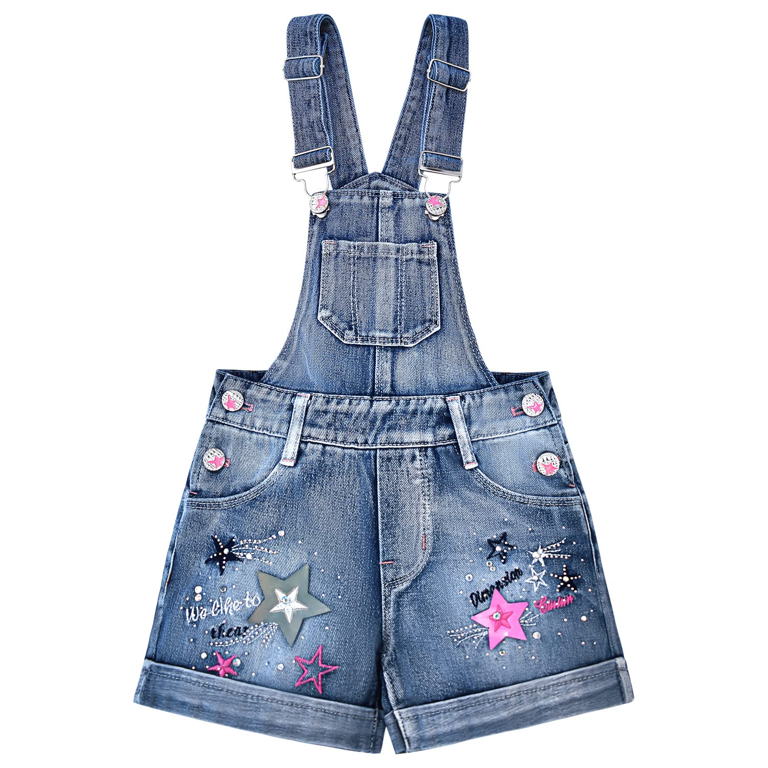 Peacolate 3-10A Enfants Filles Combinaisons et Combinaisons Bavettes Colorées Tie Dye Shorts Bretelles Shorts Jeans Pantalons