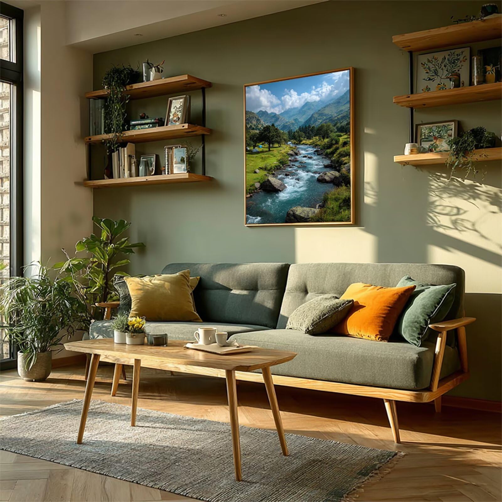 Paysage Peinture Numero Adulte, Arbre Peinture par Numero avec Cadre, DIY Activité Manuelle Adulte, Paint by Numbers Kits avec Pinceaux et Pigment Acryliques, Decoration Chambre, 100x135cm 4-4937