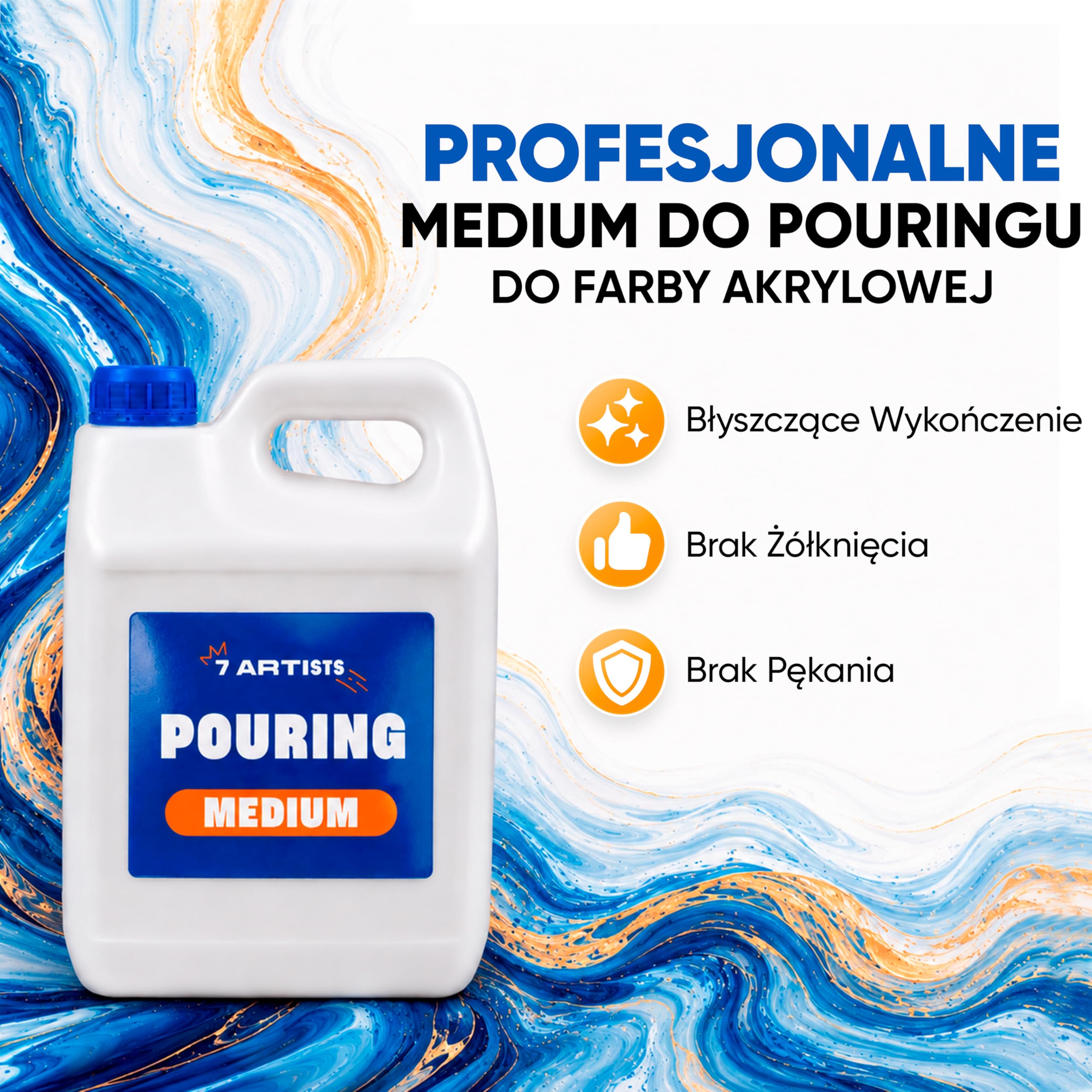 Medium Pouring Akryl Profesjonalne 5L – Połysk Medium do Farb Akrylowych | Transparentne Pouring Akryl do Fluid Art