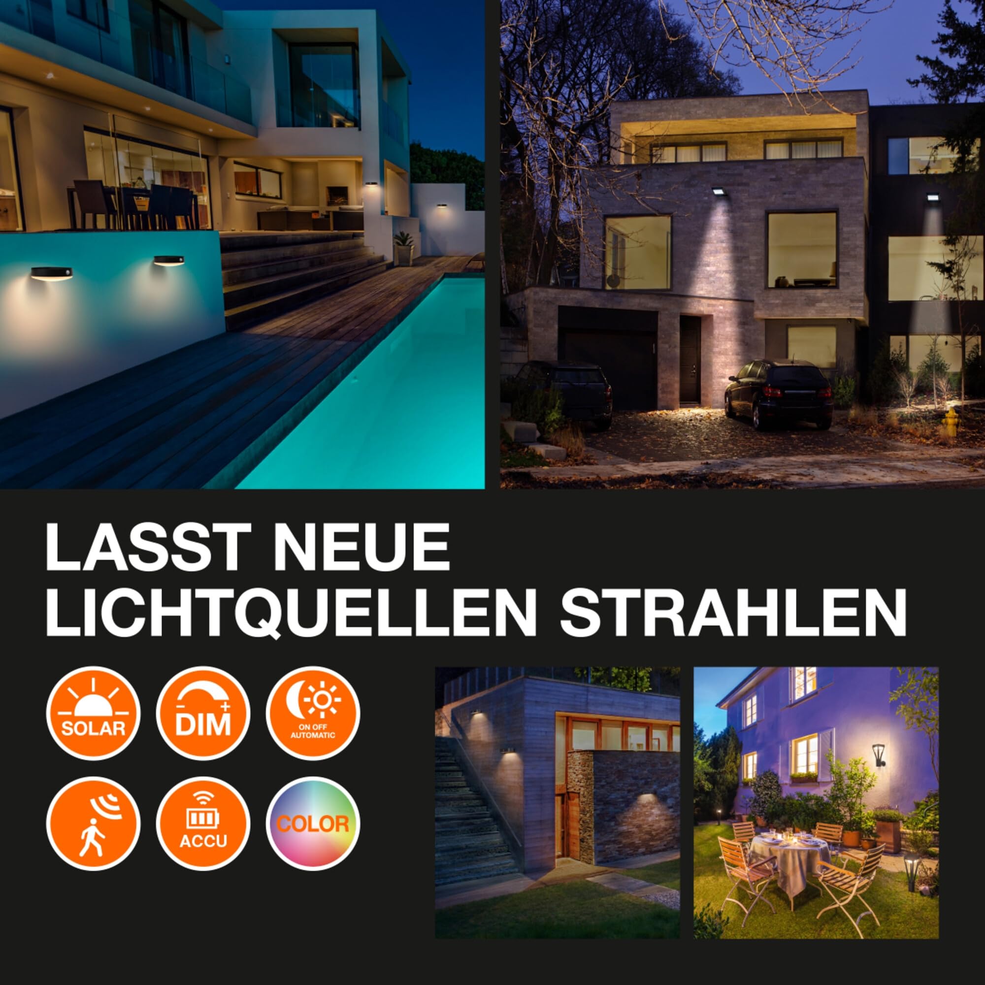 OSRAM ENDURA Style Owalny kinkiet solarny, ciepłobiałe światło (3000K), zintegrowany czujnik, możliwość pracy bez zasilania, długa trwałość baterii: 30 razy 60 sekund w trybie PIR, stopień ochrony