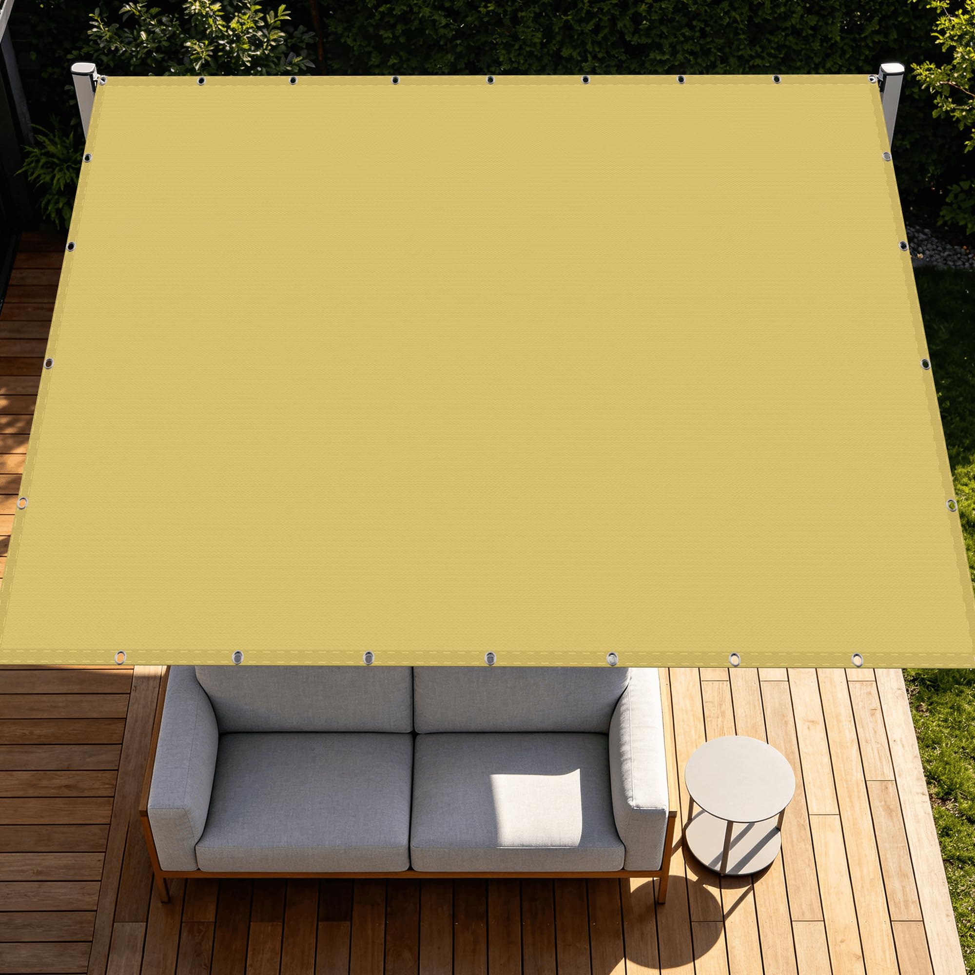 Voile d'ombrage 180x450 cm jaune sable avec auvent anti-UV respirant pour extérieur
