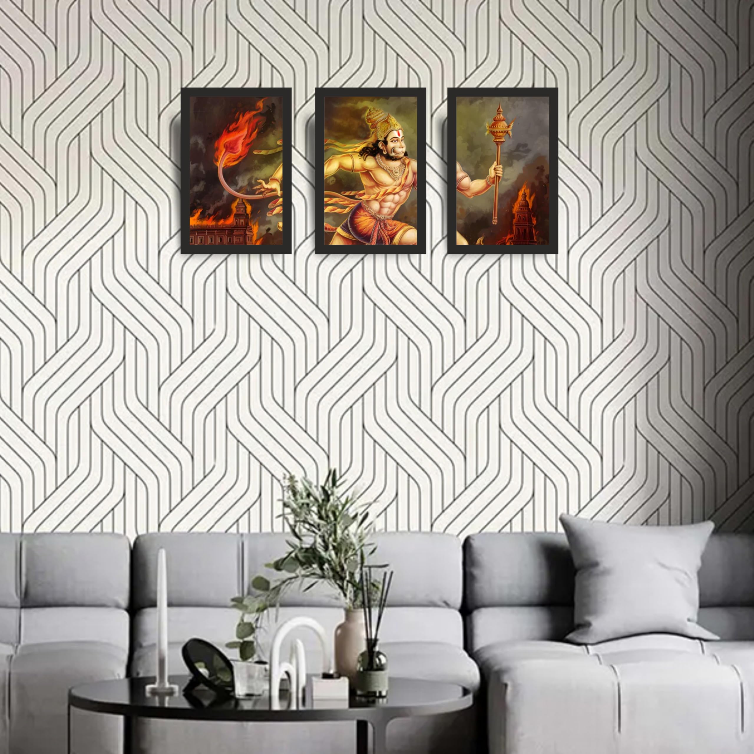 Veer Hanuman Wall Art Set of 3