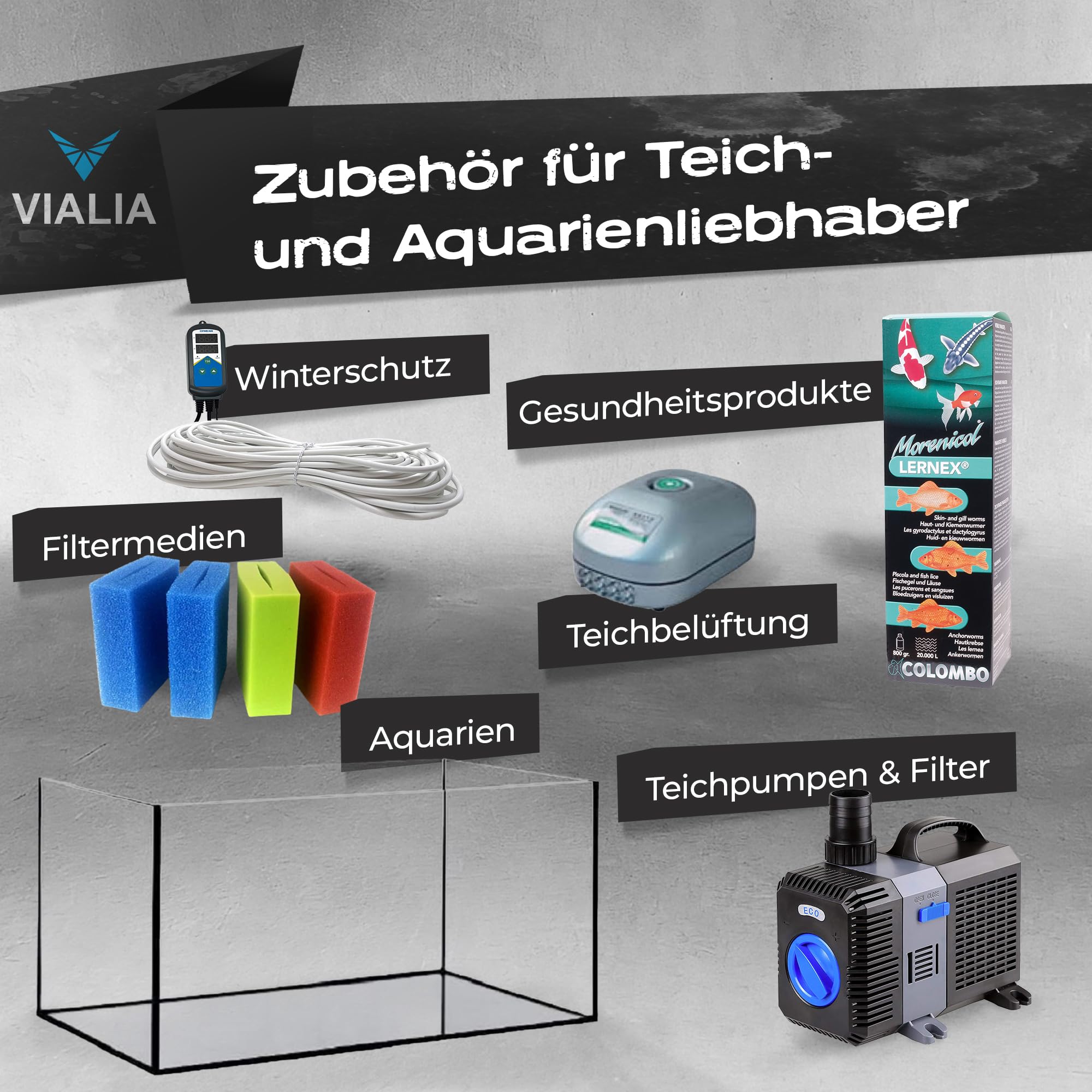 Filterschwämme Set für Teichfilter CPF-2500 | 4X biologische Ersatzschwämme (2X blau grob, 2X gelb fein) | Ø 23 cm | Passgenau für mechanische & biologische Reinigung | Klares Wasser