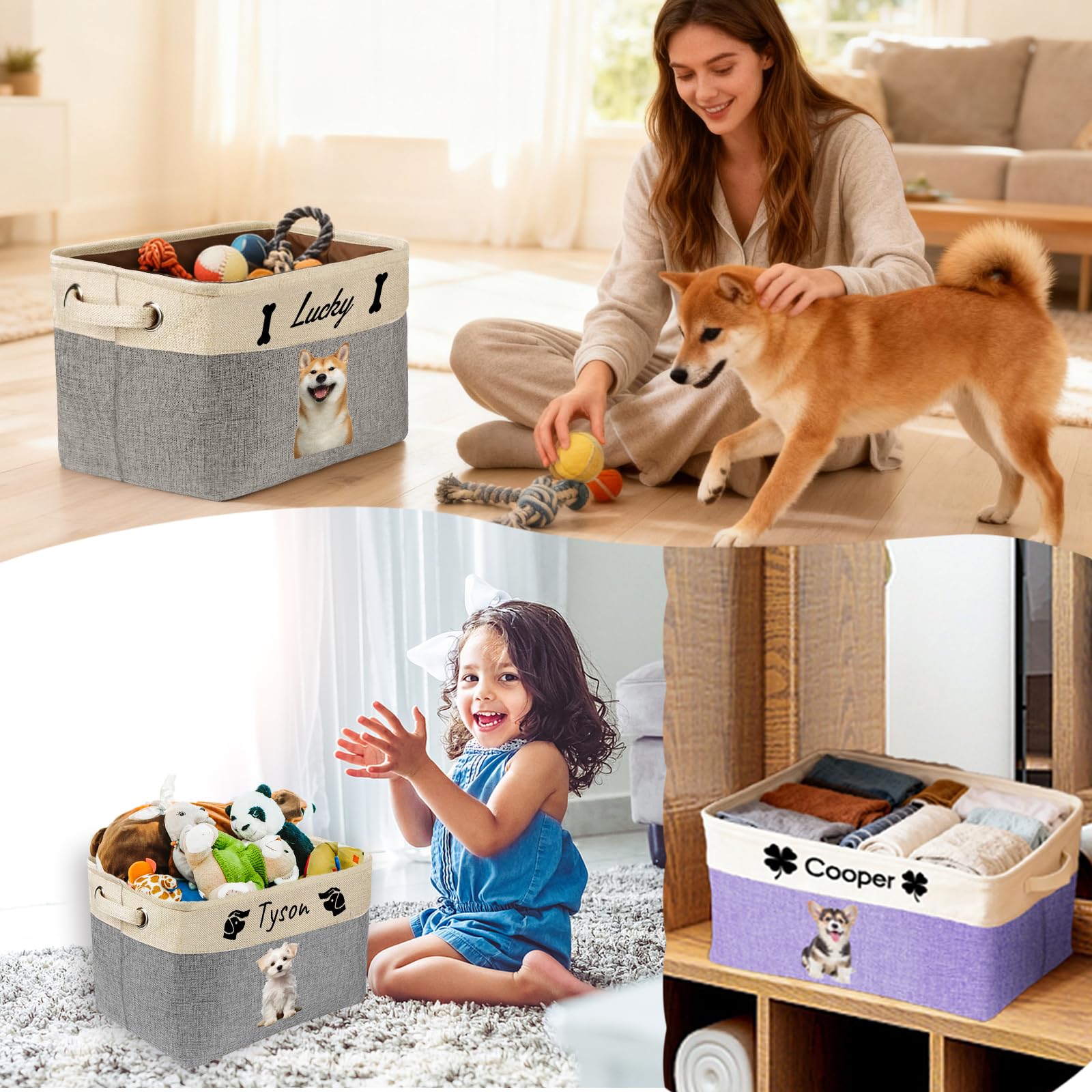Personalizzato Portaoggetti per Cani con Foto e Nome Marrone