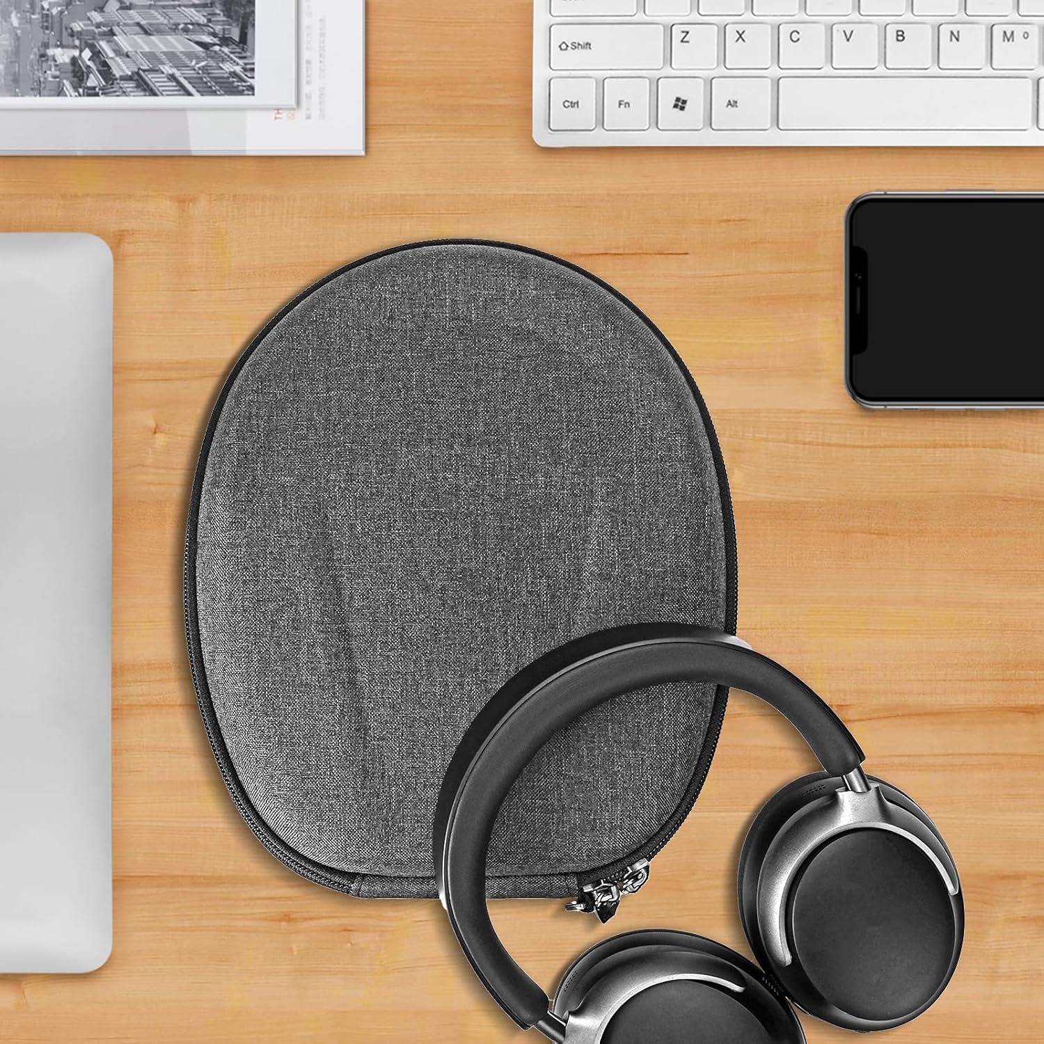 Geekria Shield Headphones Case Compatible with Bose QC Ultra II, QuietComfort, QC Ultra/45/35/25/SE, NC 700, Replacement Hard Shell Travel Carrying Bag with Cable Storage (Grey) - Image 6