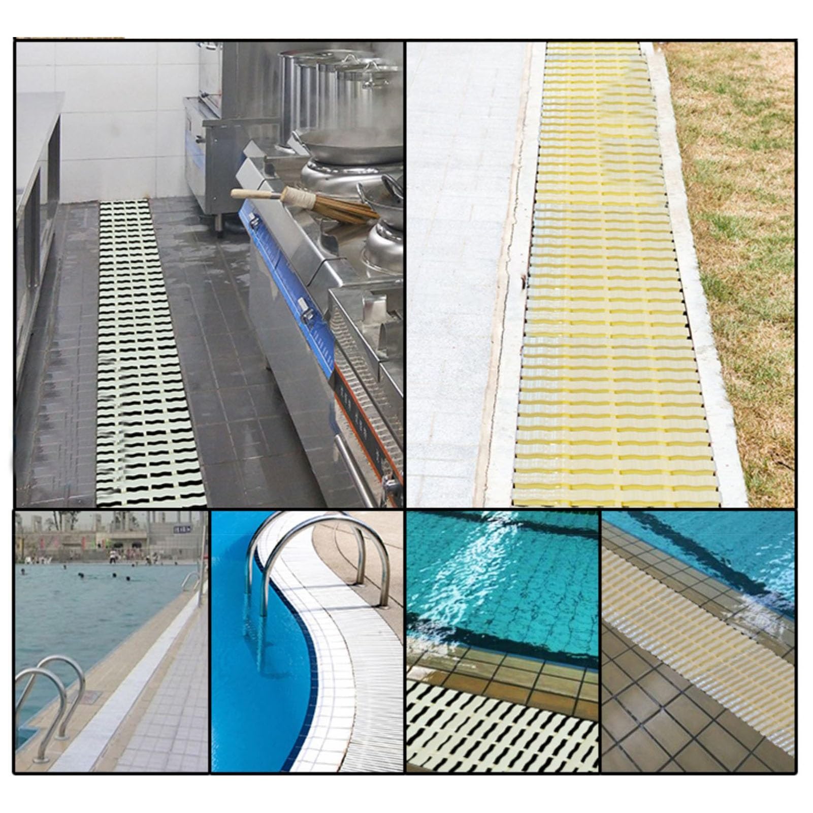 Rejillas para Piscinas, Rejilla de desagüe Duradera para Piscinas, 30x100 cm (6 Piezas), Rejilla de Canal empalmable para Uso Interior/Exterior: solución eficaz contra desbordamientos y Tira