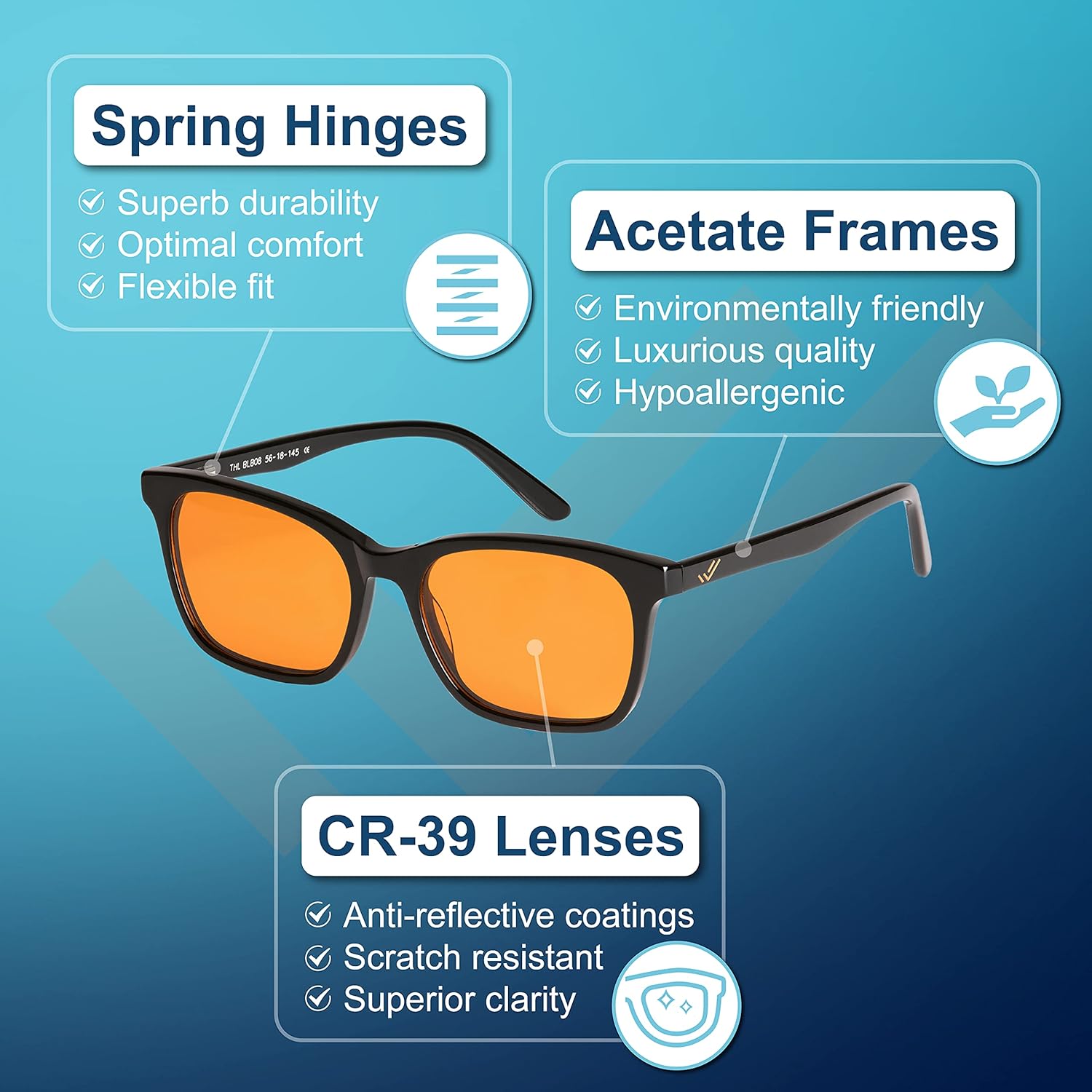 Best Cyber Deals 🔥 the HEALTH LISTS Blue Light Blocking Reading Glasses for Better Sleep - Amber Orange Computer Filter Anti Eye Strain - Extra Large (Black +2.0) XL - by THL