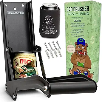 Grizzly Living Heavy Duty Can Crusher for Recycling | Can Rrusher Wall Mounted for 12-16oz Cans | Aluminum Can Crusher for Recycling Soda, Beer or Soft Drinks Cans, Can Smasher for Recycling