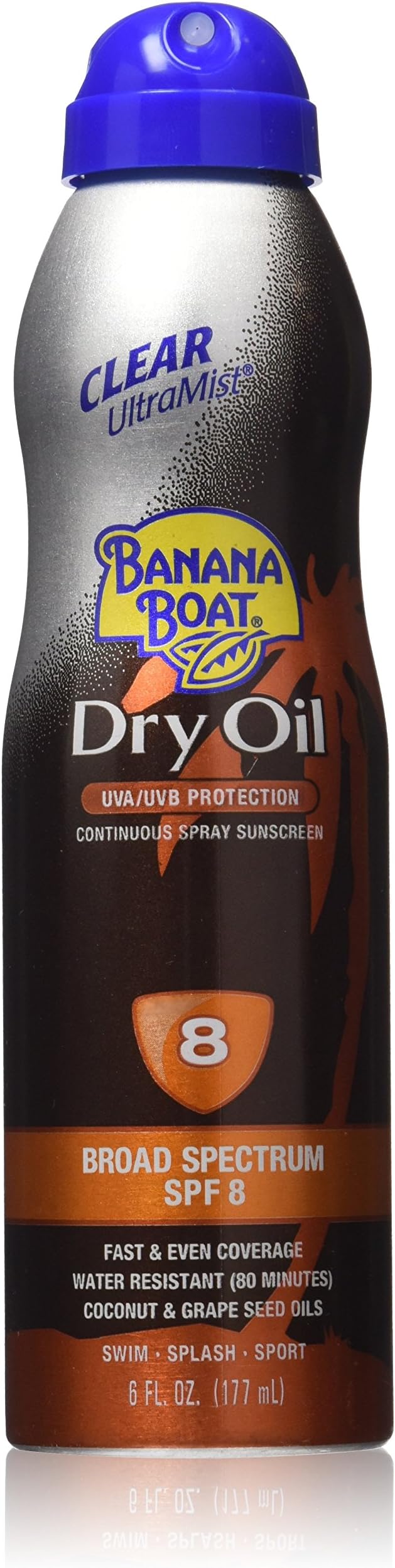 Banana Boat UltraMist Dry Oil Continuous Clear Spray SPF 8 Sunscreen with Argan Oil 6 Ounce