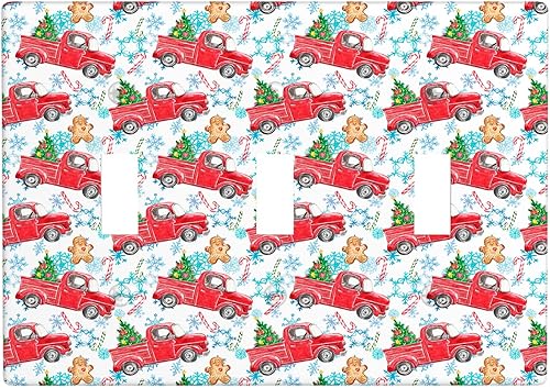 Miniatura 33 de Cubierta de interruptor de luz dúplex de 1 banda, cubierta decorativa de Navidad con copos de nieve rojos, placa frontal decorativa para cocina