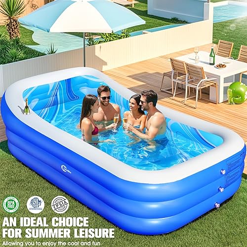 Miniatura 5 de Piscina inflable con respaldo grande y asiento, piscina grande gruesa de gran tamaño para adultos, piscinas inflables para niños y adultos, piscinas