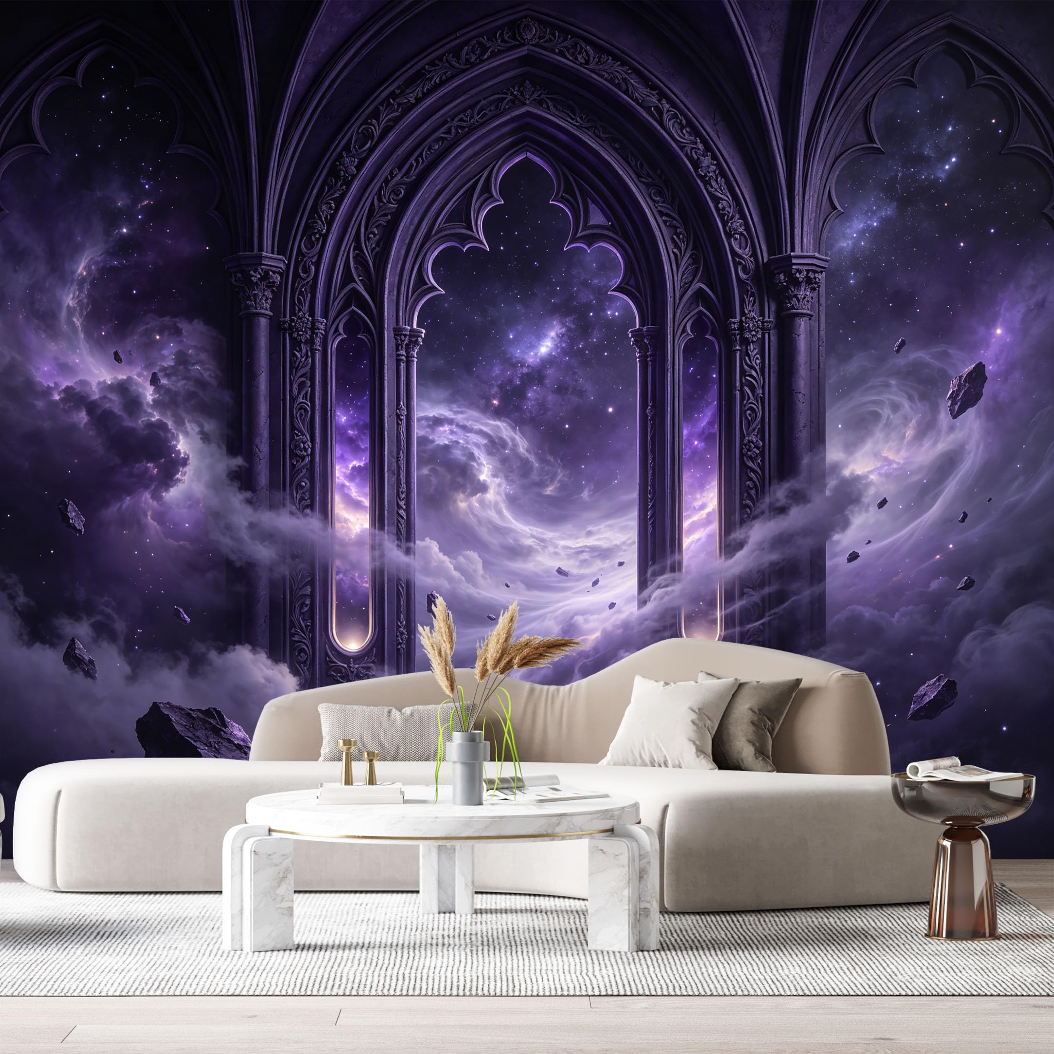Custom Size Wall Murals Gothic Fantasy Cosmic Archway Galaxy Nebula 3D Trompe L'Oeil SelfAdhesiveWall Fabric Removable Wallpaper Wall Decor for Living Room Bedroom Bathroom