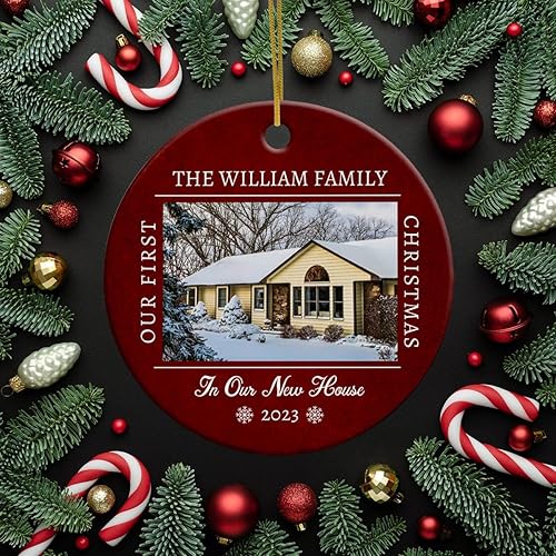 Vista 82 de Adorno de Navidad con foto personalizada de mi segunda Navidad 2025, adorno personalizado de cerámica para bebé, adorno colgante para árbol