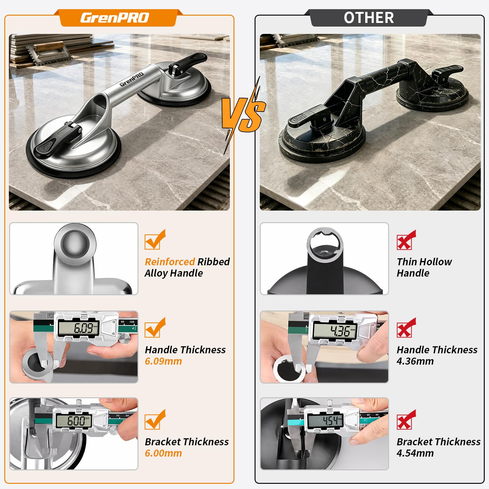 Heavy Duty Glass Suction Cups - Lift Windows & Tile -6 Heavy Duty Glass Suction Cups - Lift Windows & Tile -6
