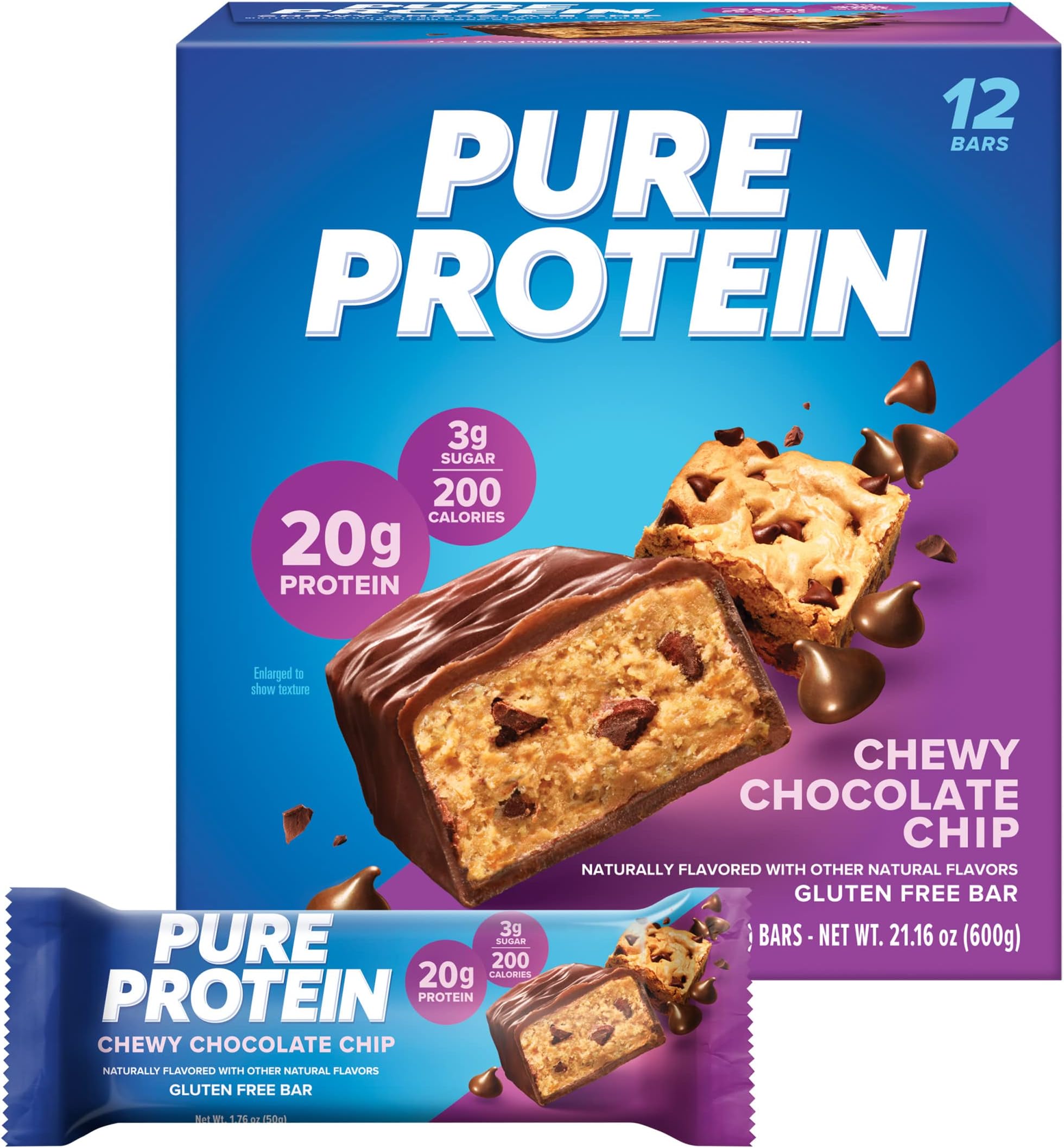 Bars, High Protein, Nutritious Snacks To Support Energy, Low Sugar, Gluten Free, 1.76Oz, 12 Pack