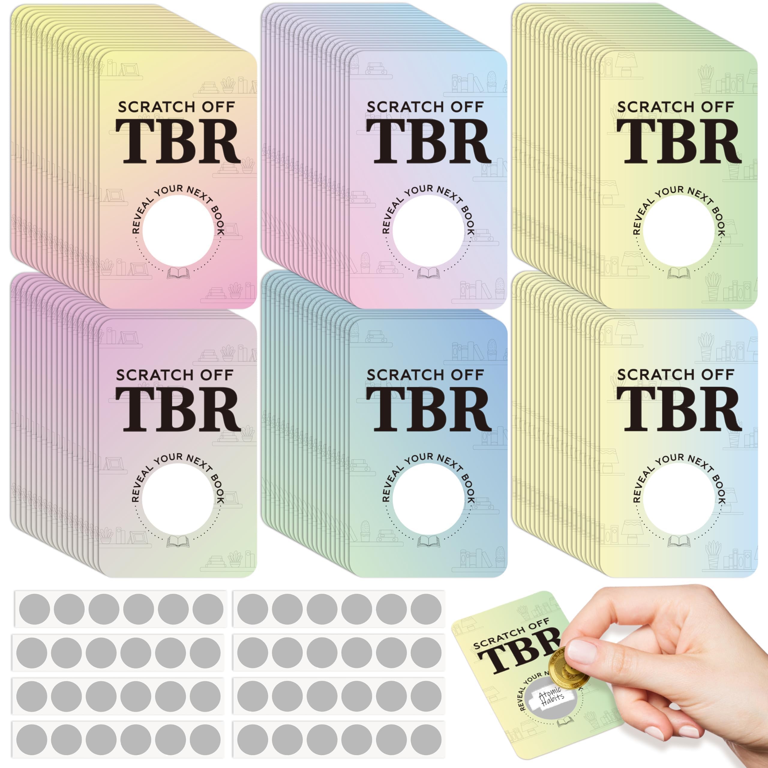 L1rabe 120TBR DIY Scratch Cards 240 Stickers for Reader Book Lover Bookish Back to School Double Sided TBR Pot Bookish Accessories to Reveal Next Book for Bookworm Bookclub