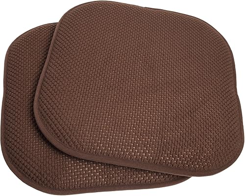 Sweet Home Collection Cojín antideslizante de espuma viscoelástica para silla o asiento (2 unidades), 16 x 16, color marrón