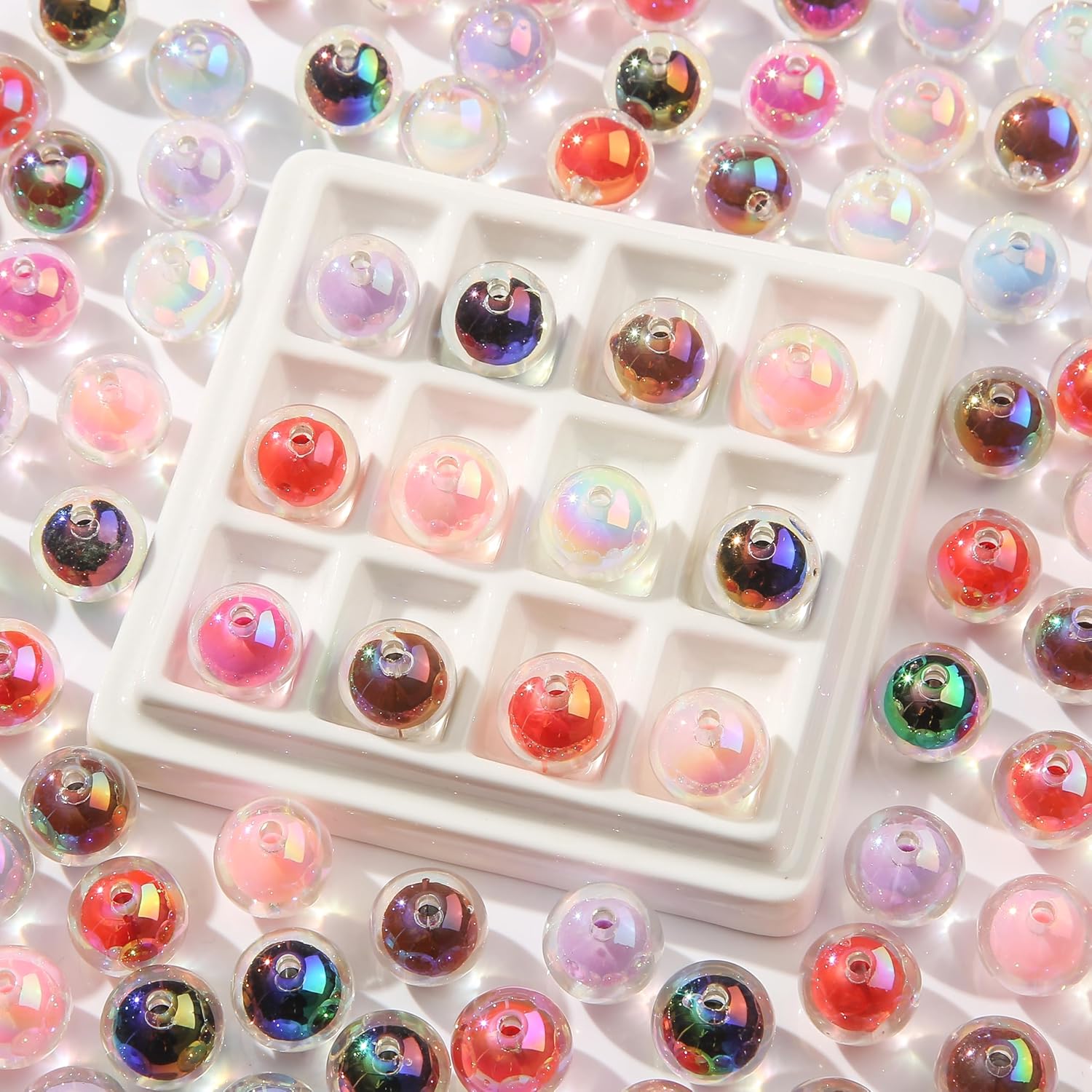 16mm Acrylic Bead 100pcs Transpanent Focal Bead Chunk Bubblegum Beads for DIY Crafting Necklace Bracelet Jewelry Making Keychain (transpanent-Color) - Image 4