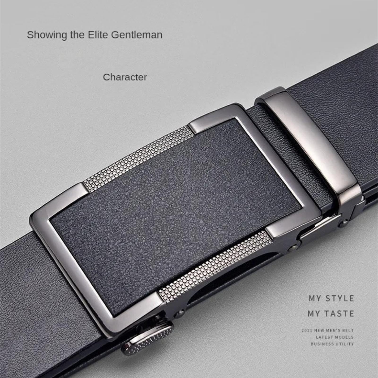 Cinturón de cuero auténtico para hombre, cinturón de negocios con hebilla automática de metal, correas de cintura para jeans
