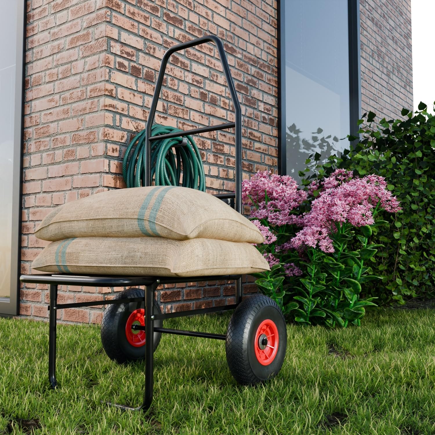 Tronitechnik® Anglerkarre klappbar mit Luftbereifung, 67x55x102 cm, Faltbarer Transportwagen bis 100 kg Tragkraft, stabile Sackkarre für Garten, Camping, Angeln und Freizeit