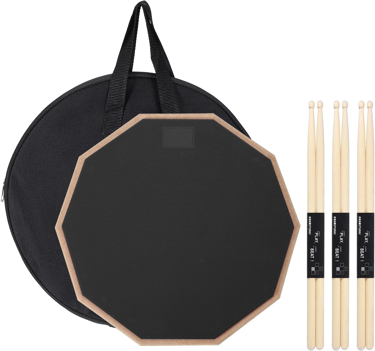 MECCANIXITY 練習用ドラムパッドセット 12インチ 両面サイレントスネアドラムパッドキット ドラマー用5Aドラムスティック