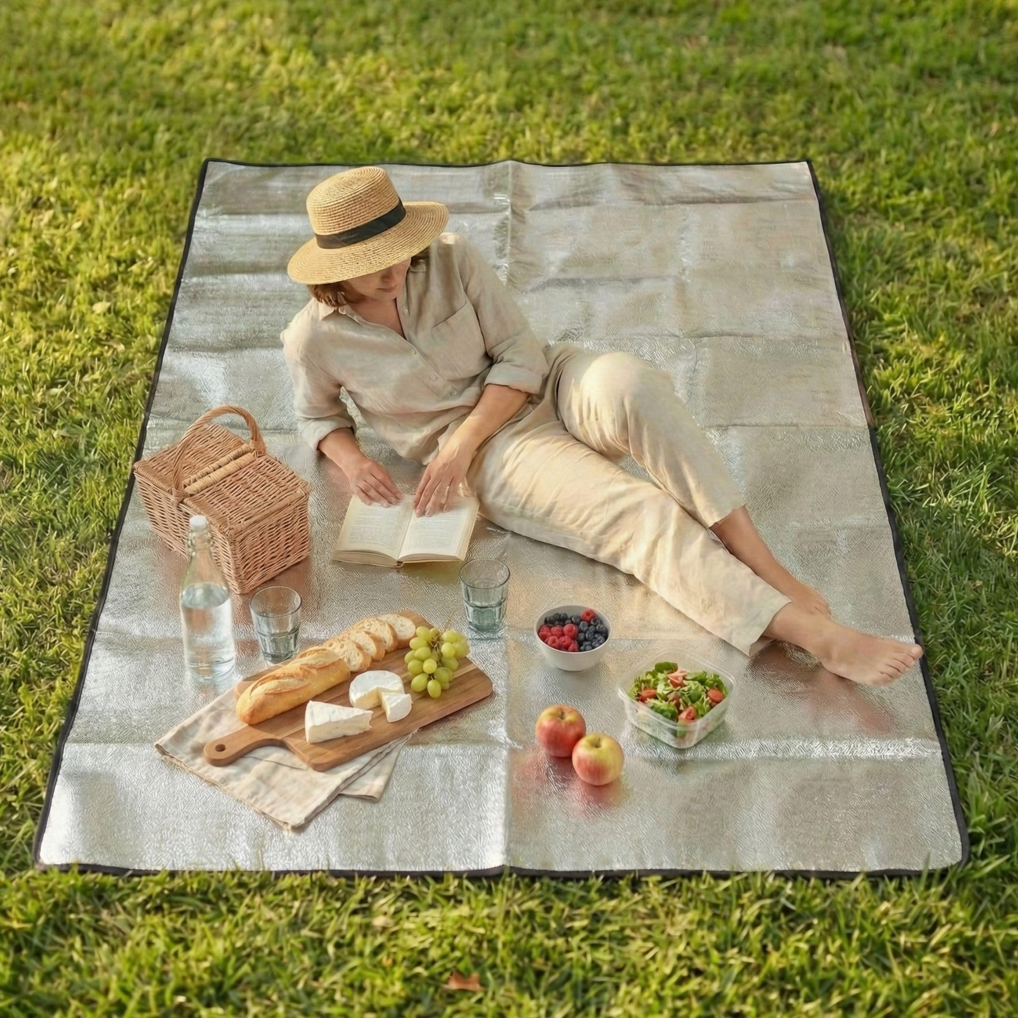 Kraptick Picnic Blanket Waterproof Foldable Extra Large - Outdoor Camping Blanket for Beach, Sandproof Oxford Cloth Chatai with Carry Handle for Travel, Park & Hiking (200x200 cm)-image-17