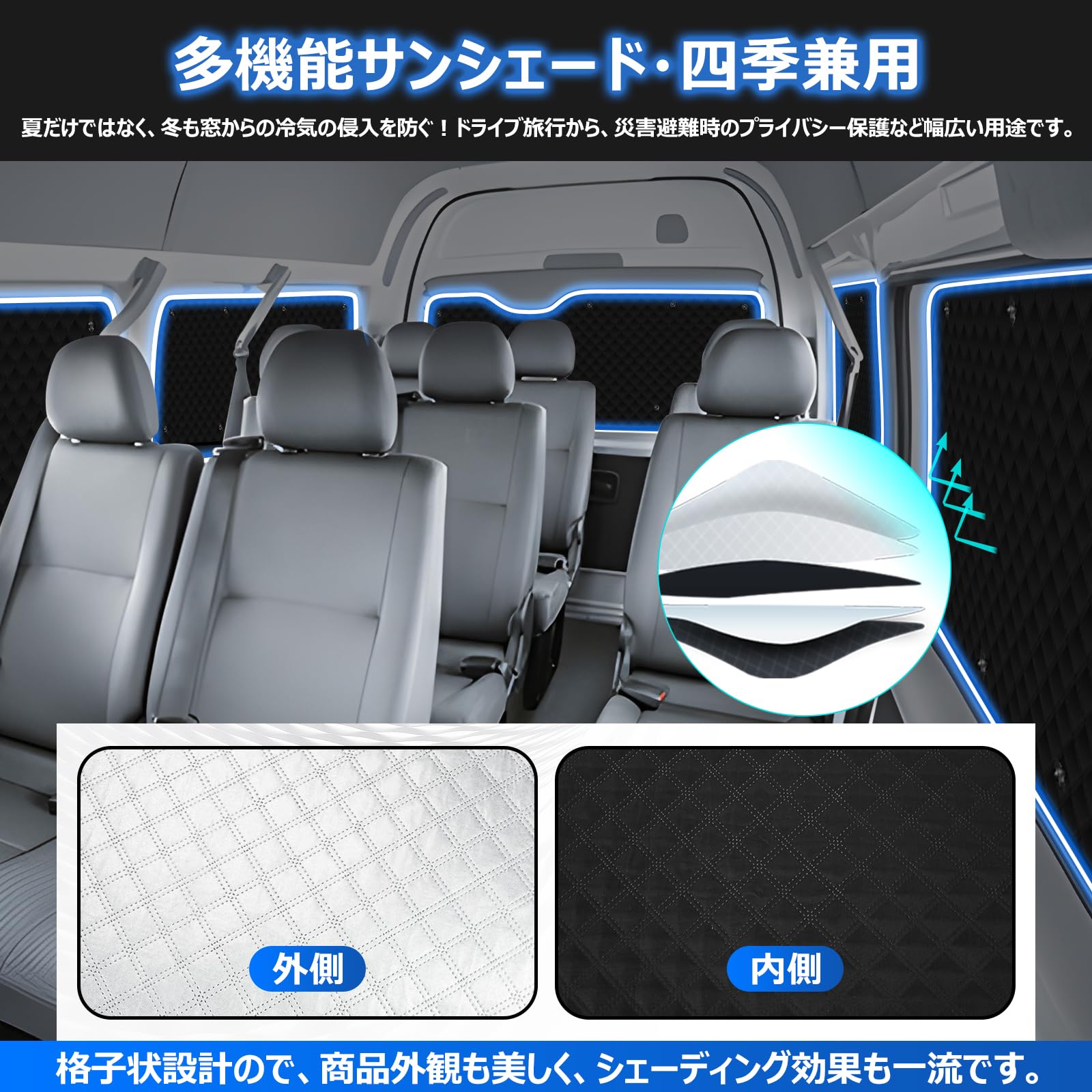 Amazon | BLUESEATEC トヨタ ハイエース 200系 ワイドボディ 遮光断熱