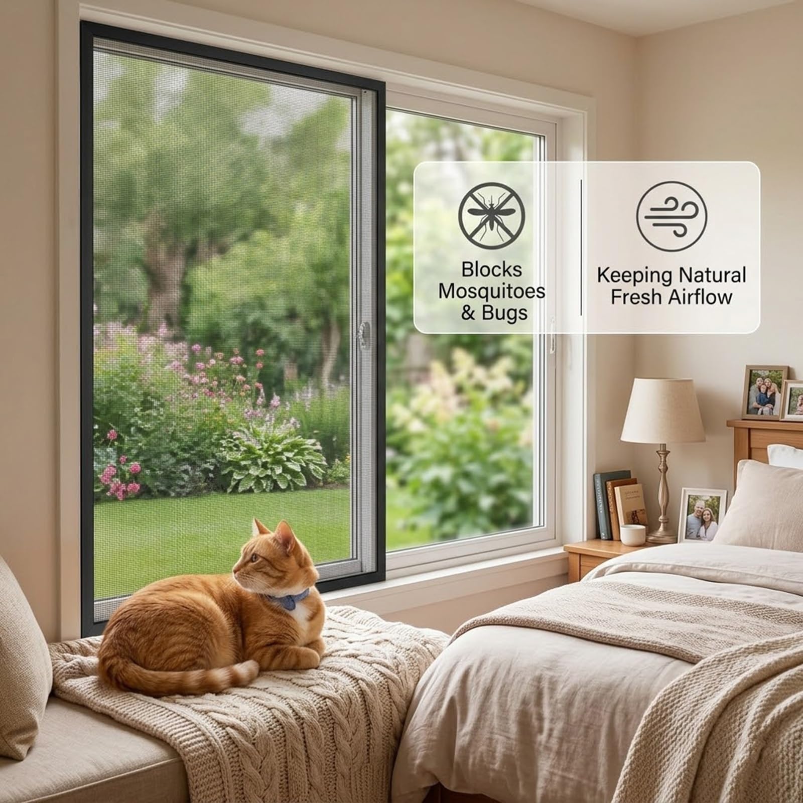 Fliegengitter Fenster Ohne Bohren, Fiberglas Insektenschutz Fenster, Selbstklebend Moskitonetz Mit Klettband, Feinmaschiges Mückennetz Fliegennetz(Weiß,71x98in/180x249cm)