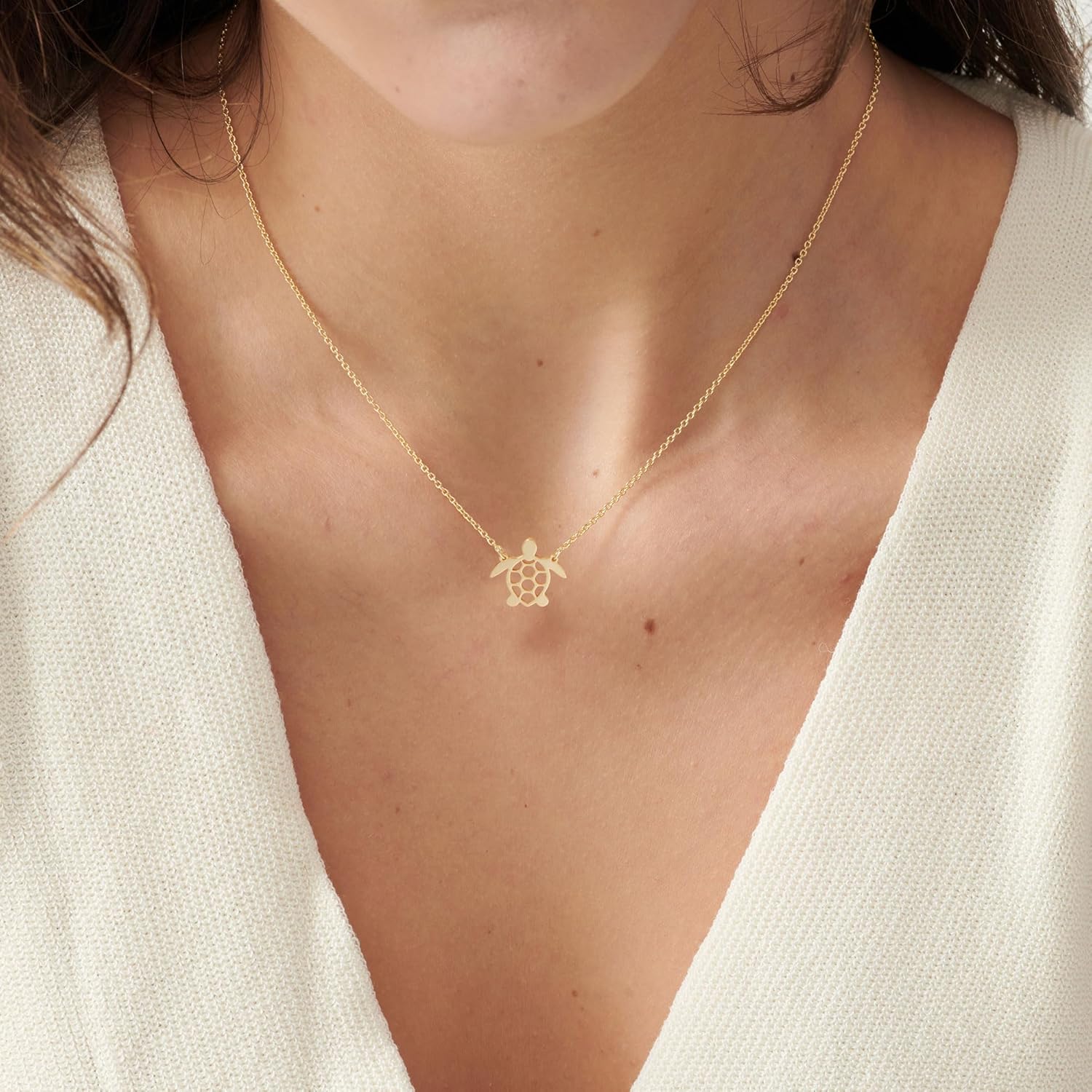 Gold Necklace for Women, 14k Gold Butterfly Necklaces Simple Turtle Necklace Gold Airplane Necklace Cat Necklace Interlock PaperClip Necklace for Women Trendy Cute Necklace Gold Jewelry for Women - Image 3