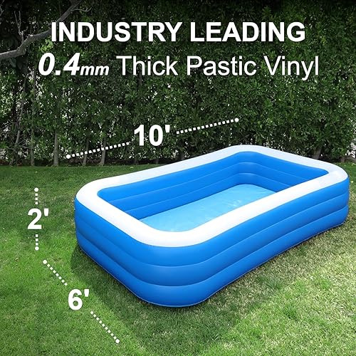 Miniatura 4 de Piscina inflable para adultos de 10 x 6 pies, paquete (lona de tierra y bomba eléctrica incluidas), fácil instalación