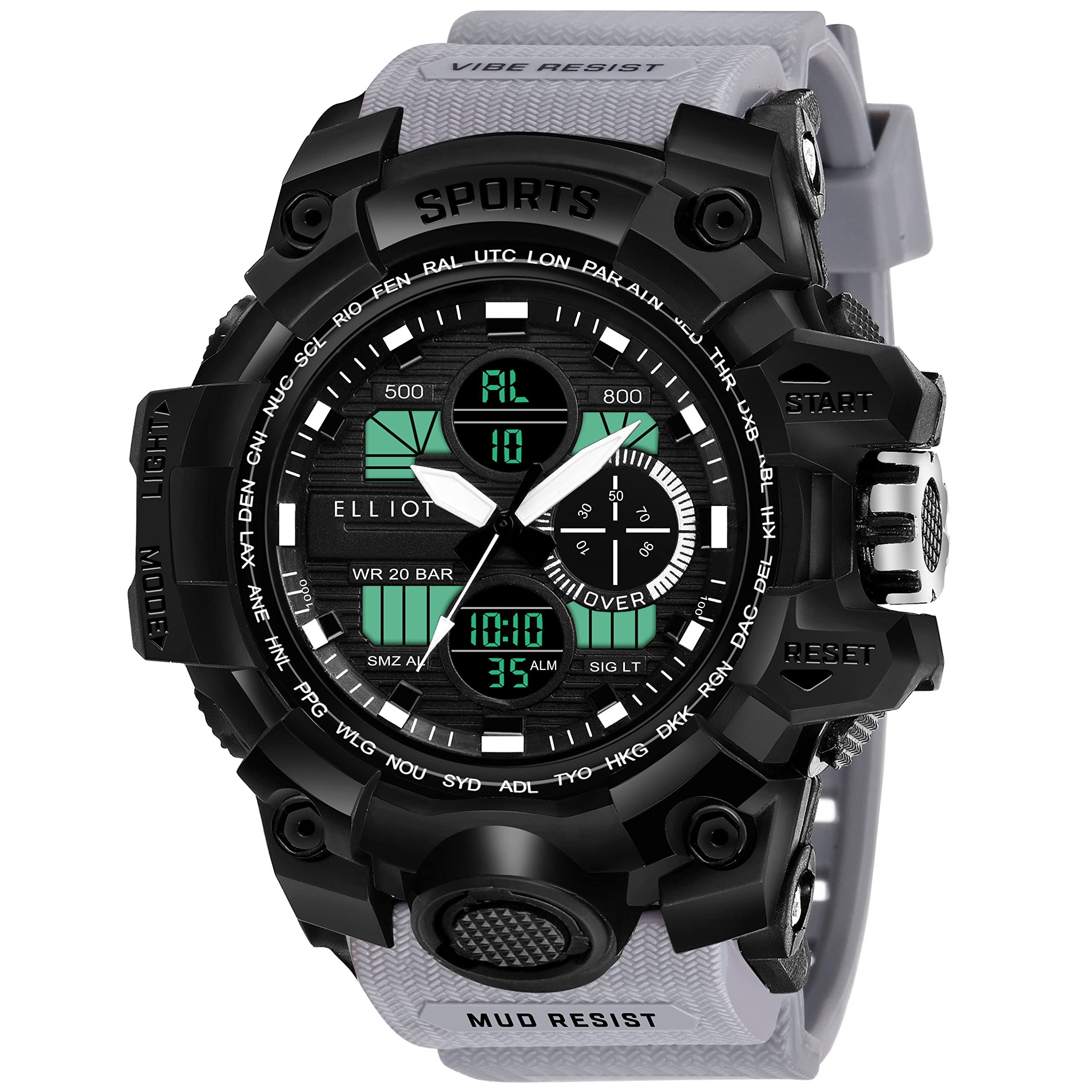 Walrus Analog Digital Mens Watch - Black Dial, Silver Strap, Silicone Material - Sports & Casual Use - Japanese Movement, 56mm (B0B6T6HHF8) Amazon Price History, Amazon Price Tracker