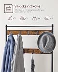 VASAGLE Rack de manteau d'entrée avec banc de chaussures, sac de chaussures avec arbre Hall, brun rustique et noir UHSR41BX