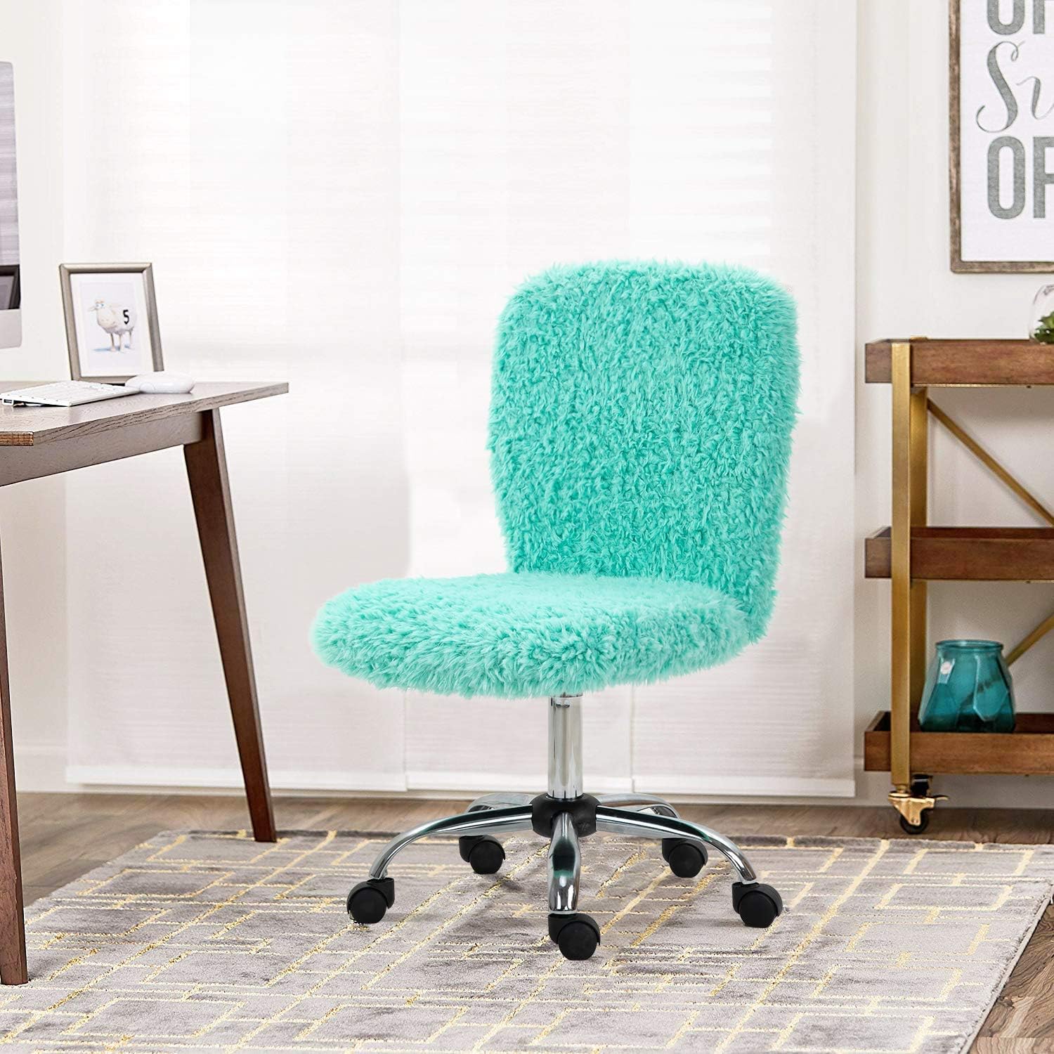 Buy Kerms Faux Fur Office Chair In Mint Buy Kerms Faux Fur Office Chair In Mint