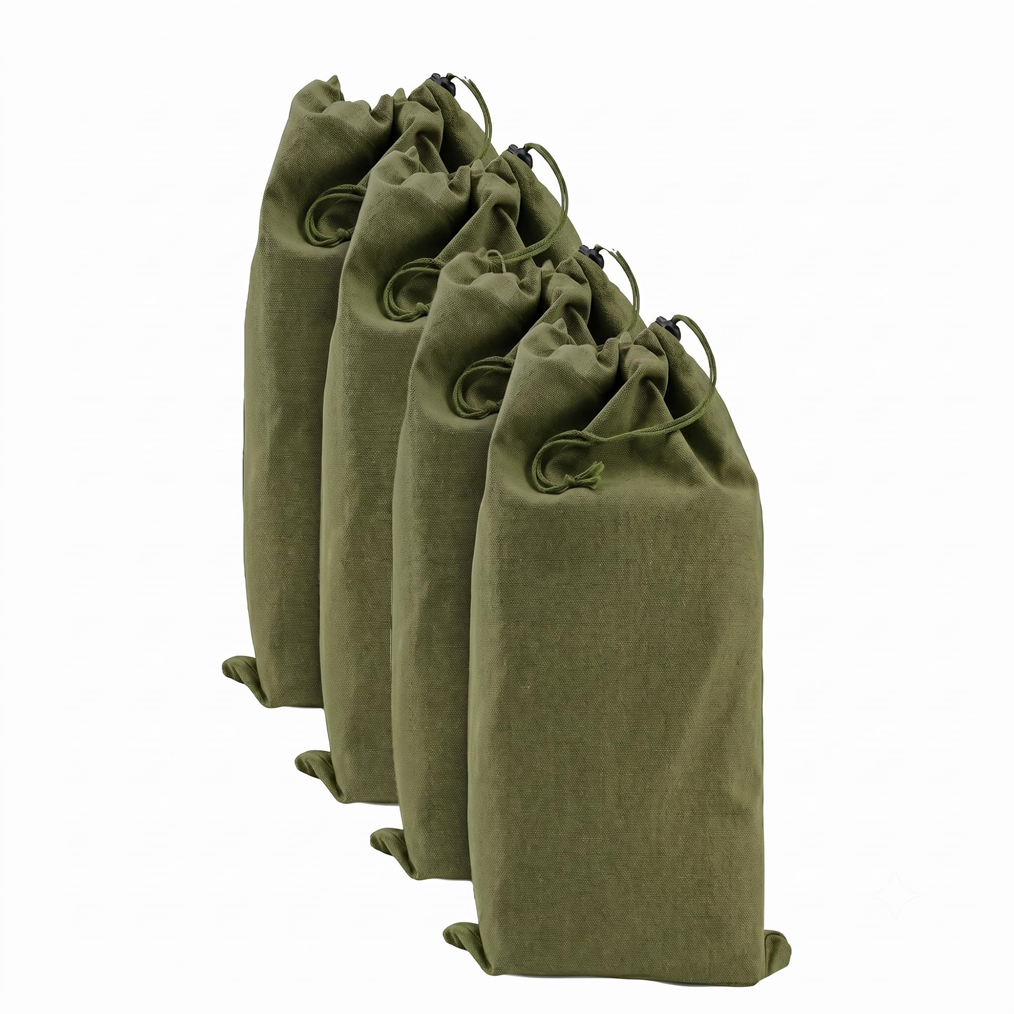 LFH Cotton Rich Shoe Storage Bags with Drawstring, Breathable Dustproof Reusable Shoe Organizer for Travel, Gym, Dorm, Hotel, Machine Washable Easy Carry 8"x17" (Pack of 4), Military Green