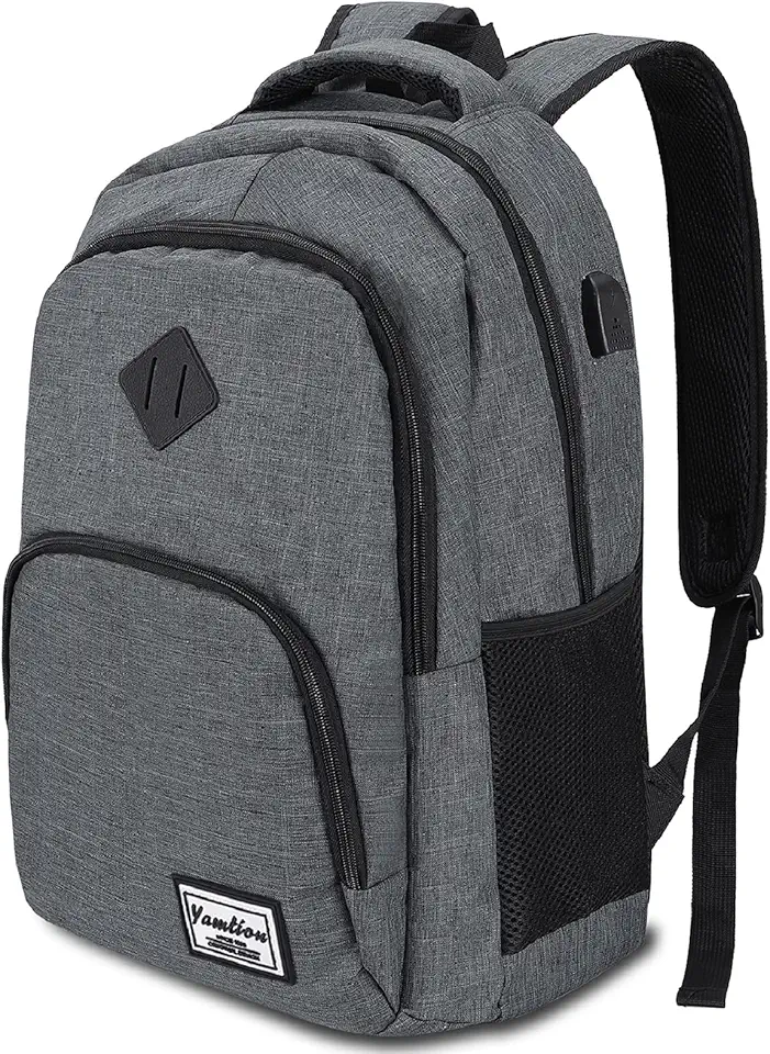 YAMTION Rucksack Laptop 17.3 Zoll Schulrucksack Herren Damen Schultasche Teenager mit USB-Ladeanschluss für Uni Arbeit Schule Reisen