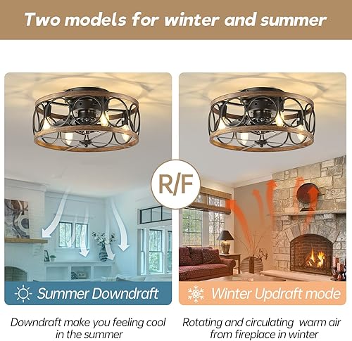 Miniatura 3 de IZOWE Ventiladores de techo de granja con control remoto de luces ventilador de techo enjaulado de montaje empotrado reversible ventilador de techo