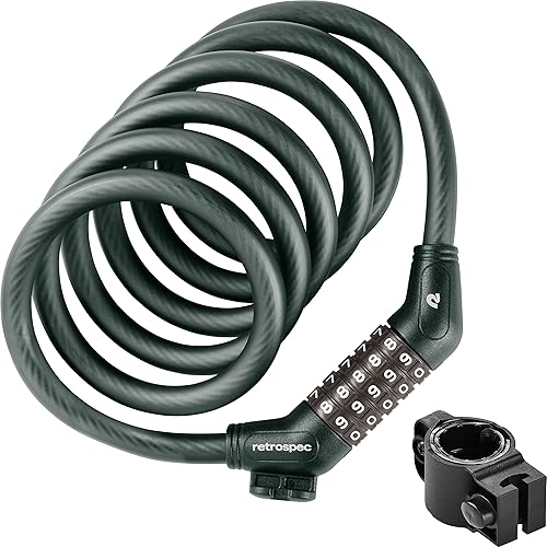 Retrospec Grizzly Plus - Candado de combinación para bicicleta, resistente antirrobo con combo personalizado de 5 dígitos, cable resistente a cortes disponible en Yaxa Colombia