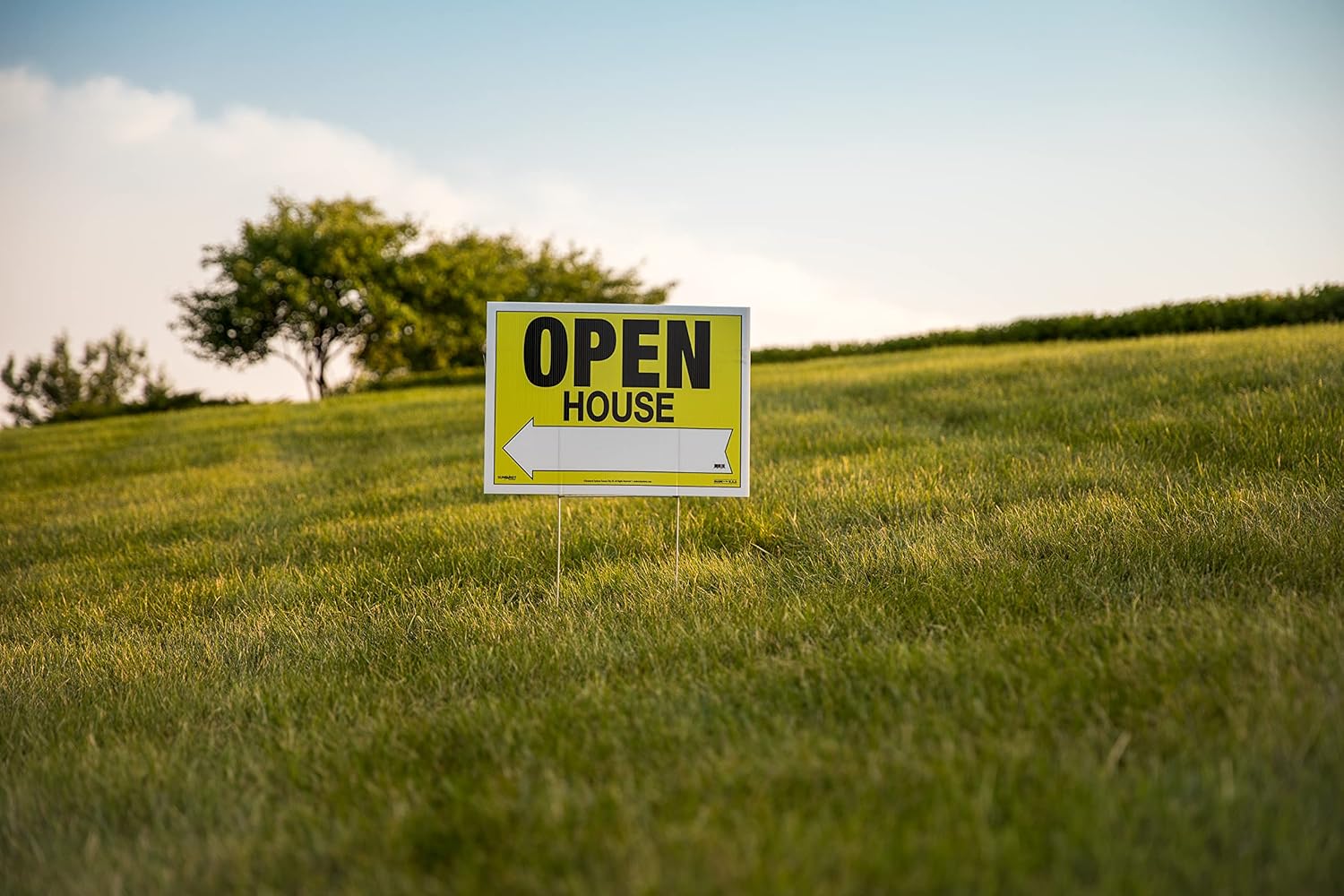 Sunburst Systems 3827 Open House Corrugated Plastic Sign with Blank Space for Writing, and Directional Arrow, 32" W x 22" H, 4 pack