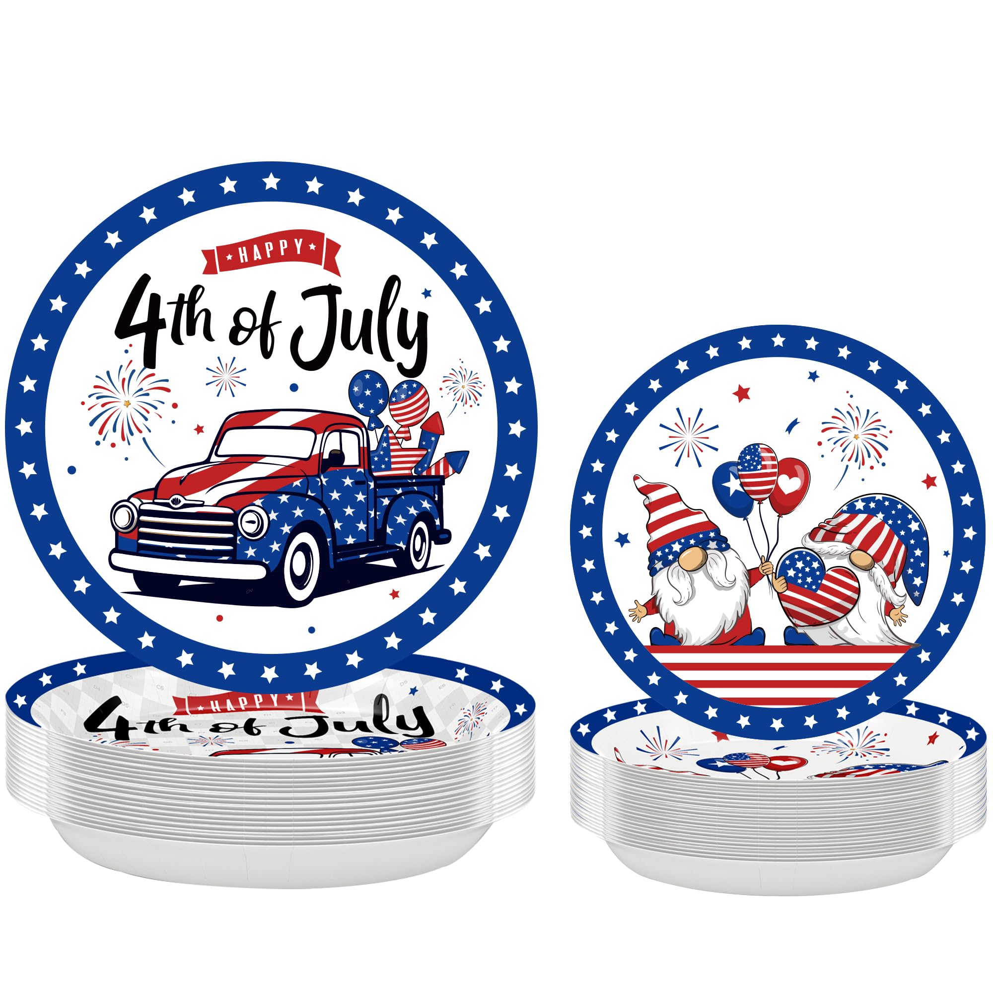 Pezutoi 50Pcs 4th of July Patriotic Plates for Independence Day Party Supplies Happy 4th of July Tableware Party Dinnerware Kit Supplies Holidays