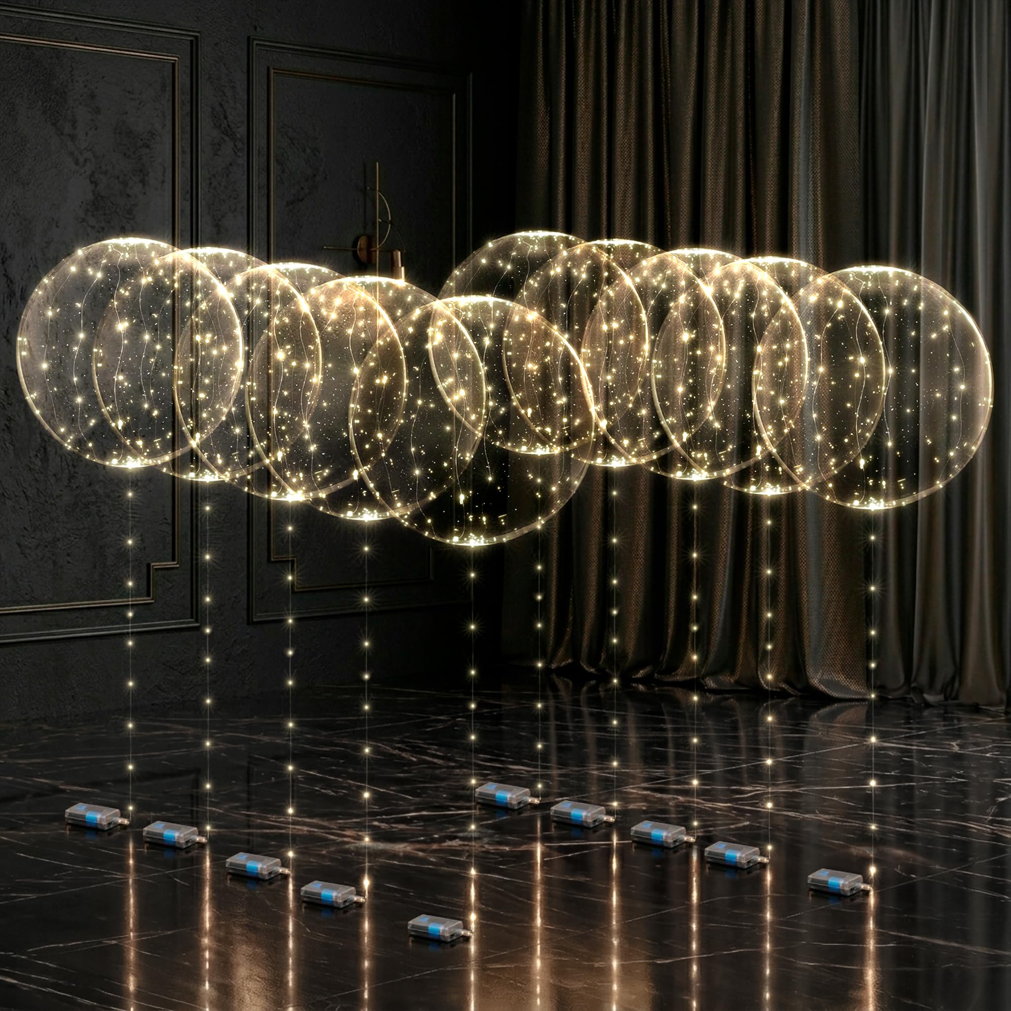 Photo 1 of 10 Pack LED Light Up Balloons - 20" Clear Glow Balloons Light Up with LED String Lights and Switch, Reusable Balloons for Weddings, Led Balloons for Birthdays, Graduation and Bridal Shower Party Decor