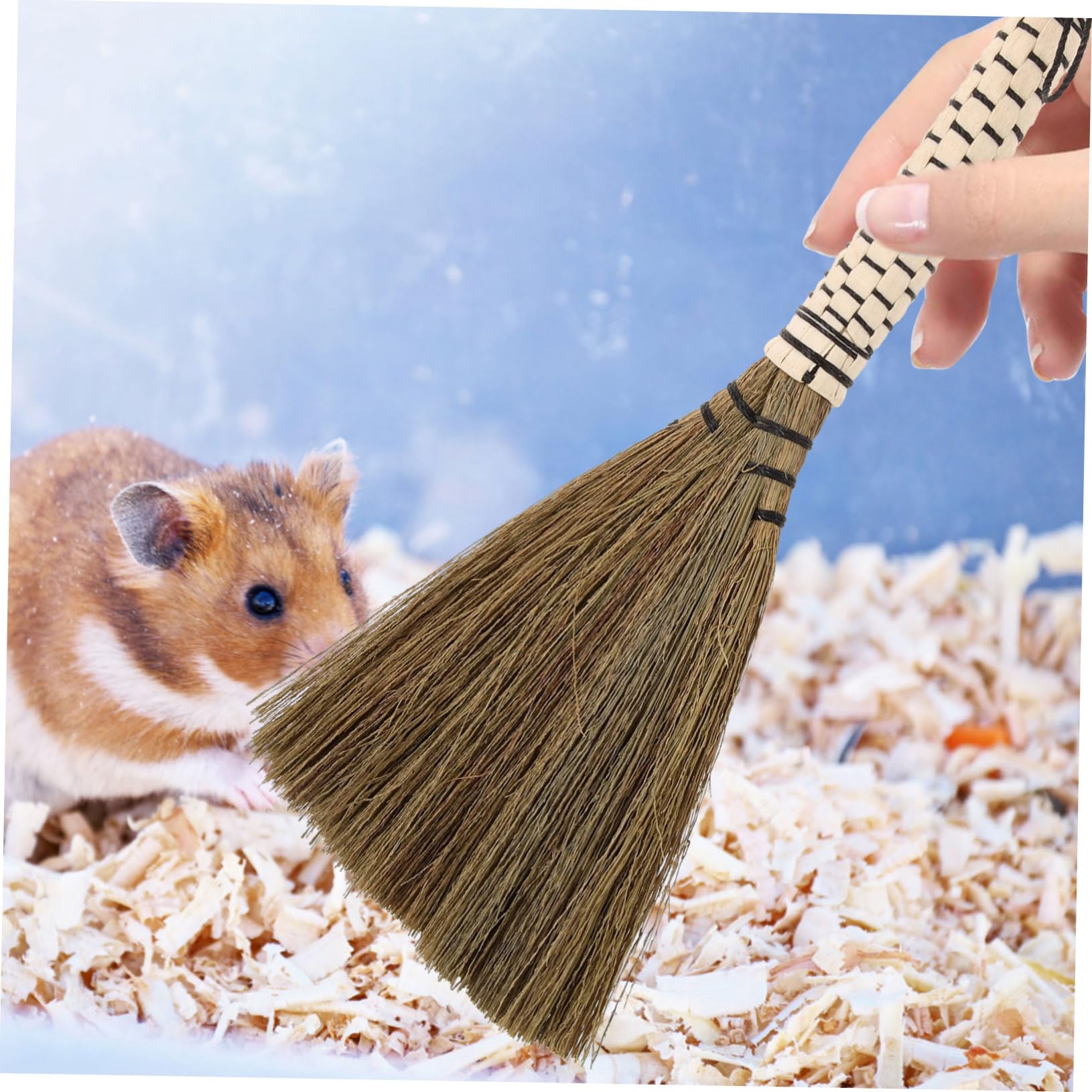TOVINANNA 1Pc Mini Broom for Household Cleaning Handmade Dust Removing Tool for Pet Cages Lightweight Design Durable Bristles for Garbage and Multi Function Use