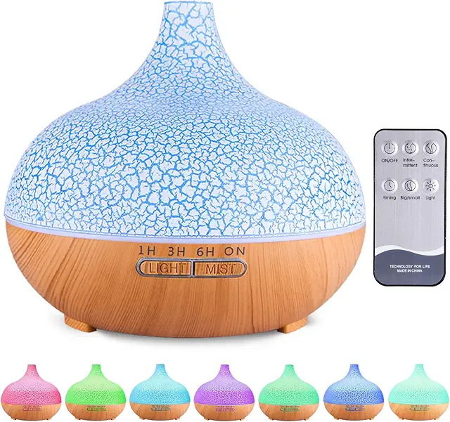 Diffuseur d'Huiles Essentielles Ultrasonique 550ml avec Télécommande et Minuterie