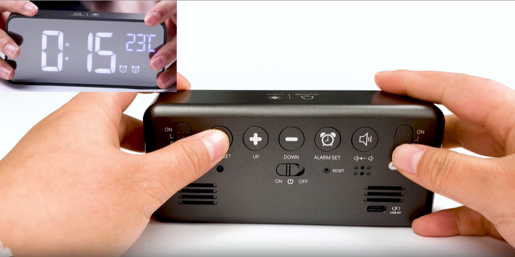 Sveglia Digitale LATEC Con LED - Orologio Temperatura USB | Doppia Sveglia Con Snooze E Specchio | Display Regolabile - Foto 3