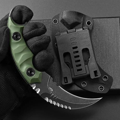 Miniatura 7 de C1691N Cuchillo de hoja fija, cuchillo de garra de nailon de acero D2 con mango de fibra de vidrio para supervivencia, al aire libre, EDC,